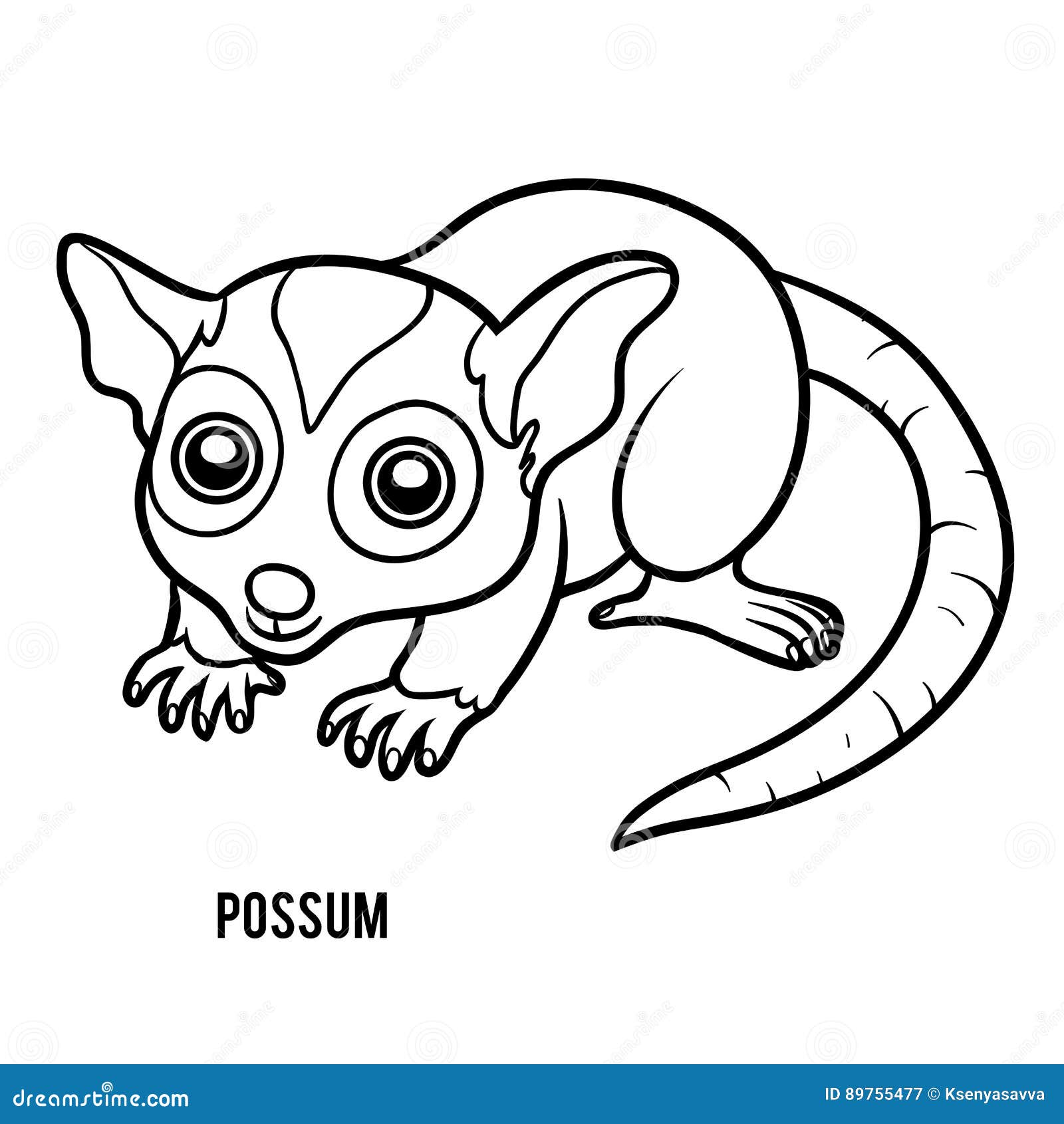 Libro da colorare opossum Nero stampabile