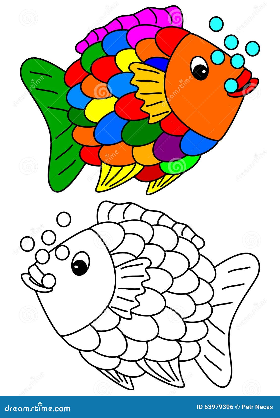 Libro Da Colorare Per I Bambini Piccoli Pesce Variopinto Di Colore Illustrazione Vettoriale Illustrazione Di Sviluppisi Vernice