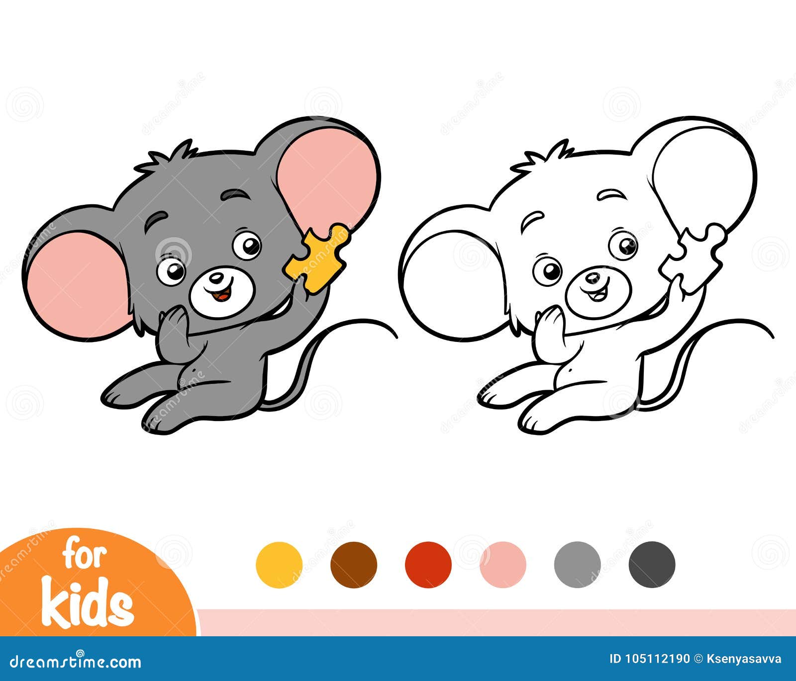 Libro da colorare topo e pezzo di puzzle