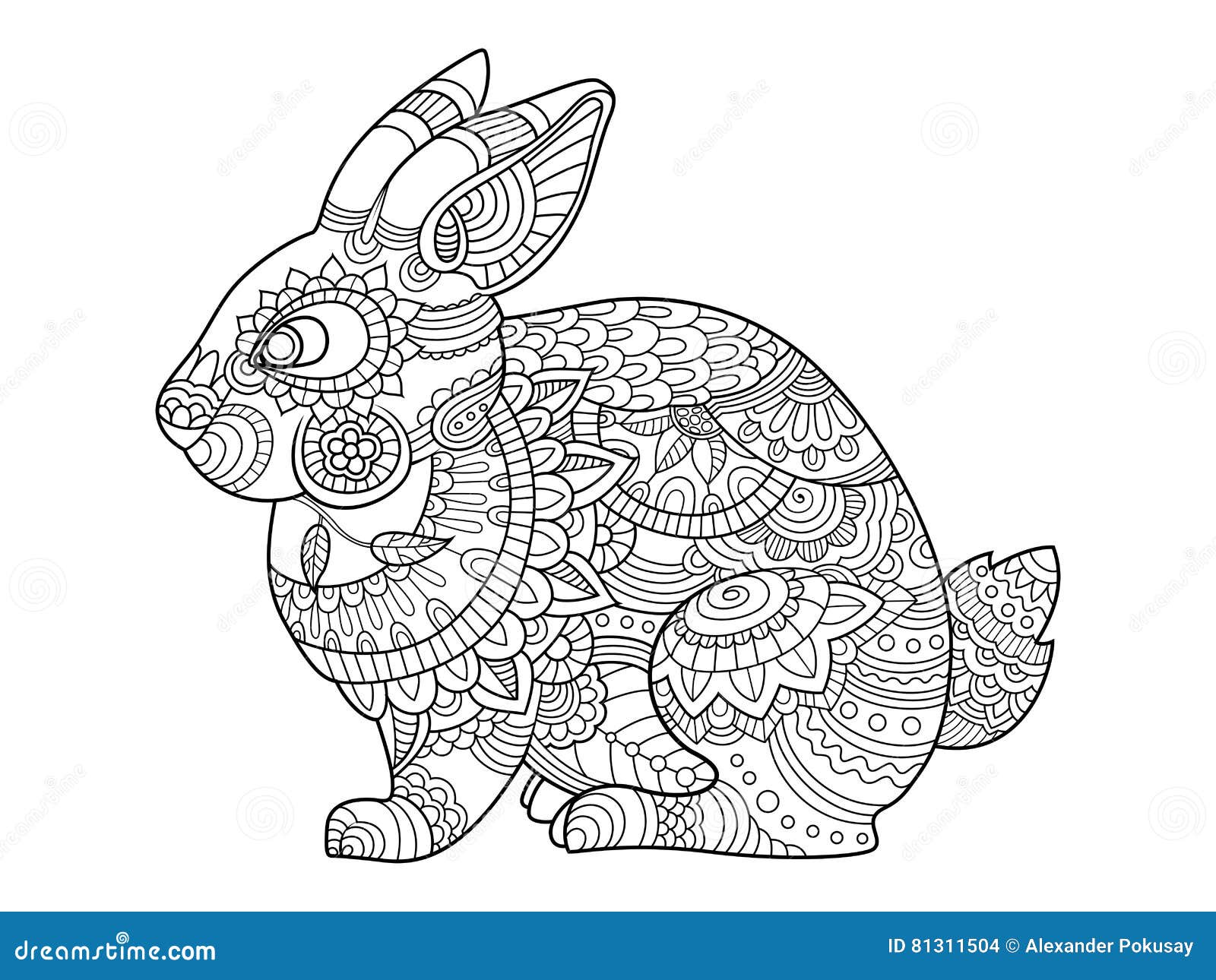 libro de colorear del conejito del conejo para el vector de los adultos 81311504