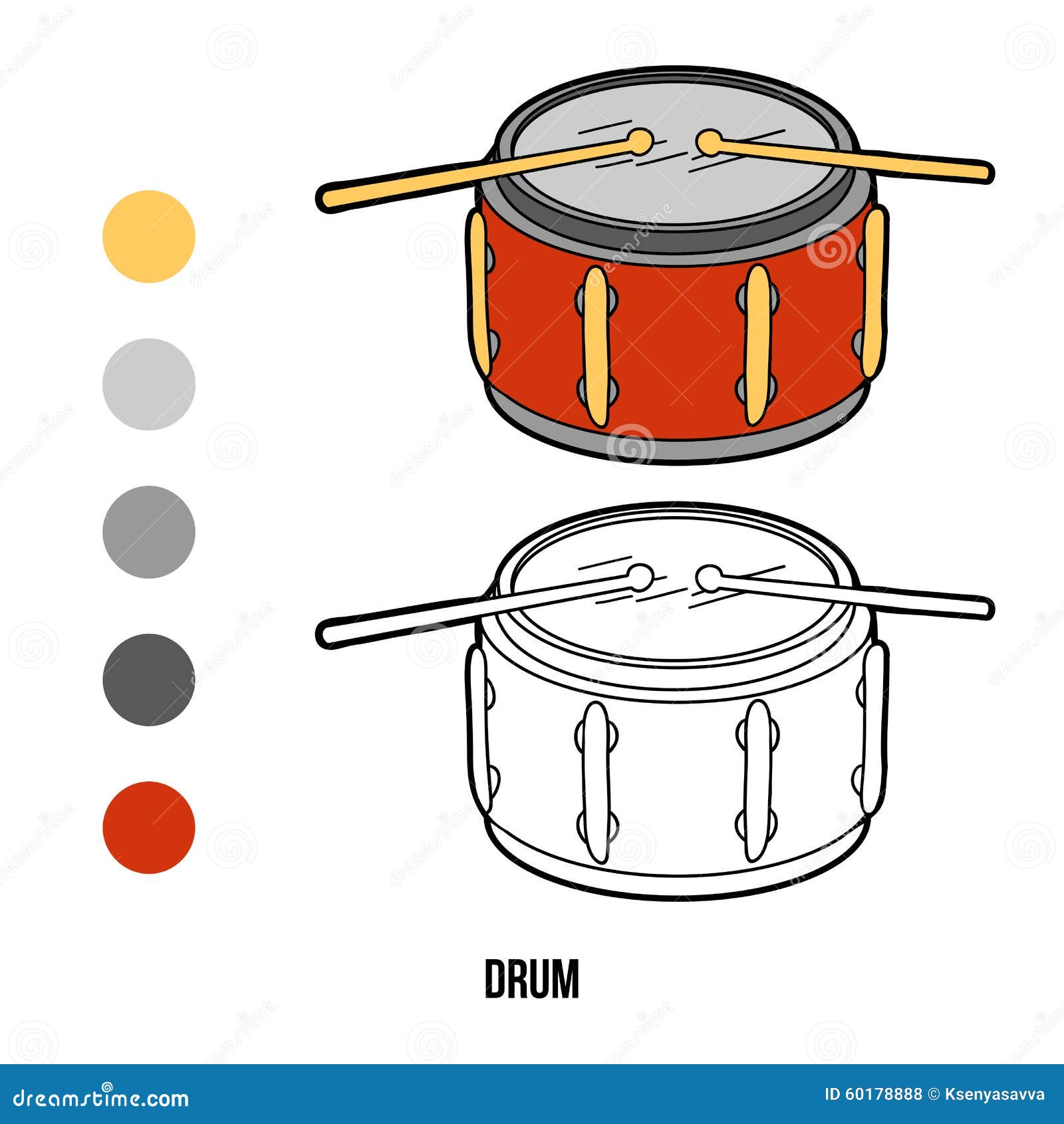 Libro De Colorear Para Los Niños: Instrumentos De Música (tambor) Ilustración del Vector - Ilustración de música, colorear: 60178888