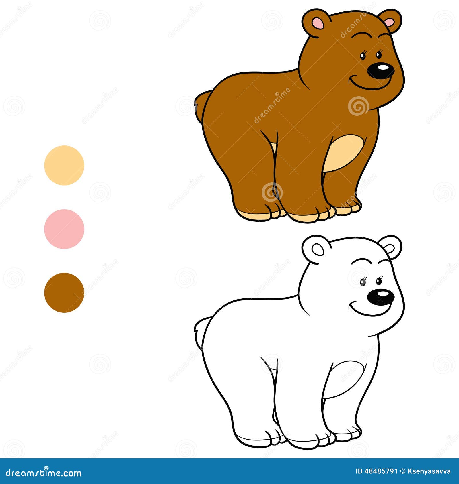 Libro De Colorear Para Los Niños (oso De Peluche) Ilustración del Vector -  Ilustración de historieta, feliz: 48485791