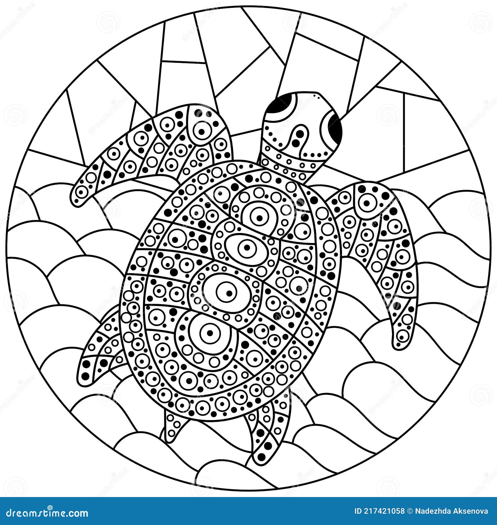 Libro Para Colorear. Animales Agua Tortuga. Fondo De Mosaico. Ilustraciones  Vectoriales Dibujadas a Mano Un Montón De Pequeños Det Stock de ilustración  - Ilustración de adulto, decorativo: 217421058