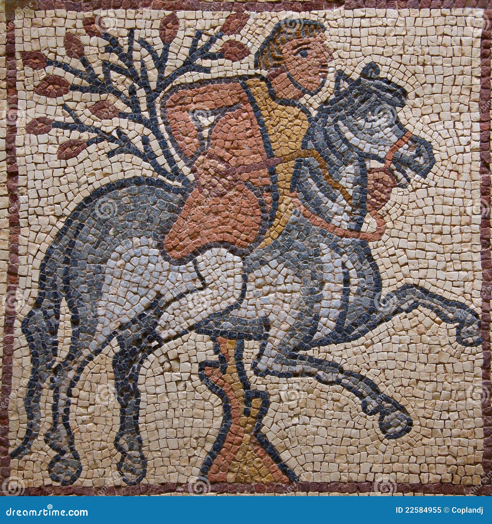 libya cyrenaica byzantine mosaic horseman