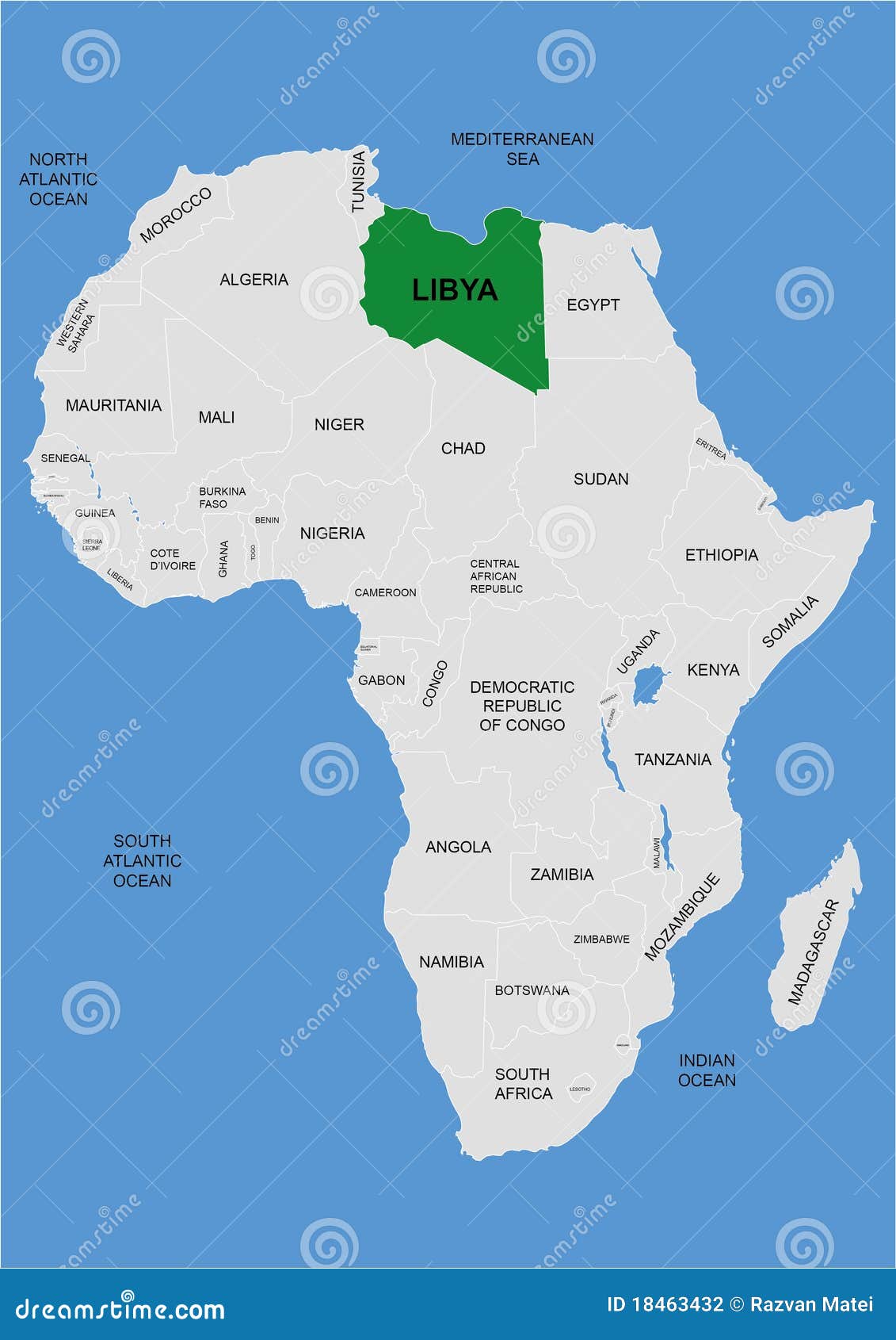 Libya Position On Africa Map - Vector Stock Illustration - Illustration of kenya, cote: 18463432
