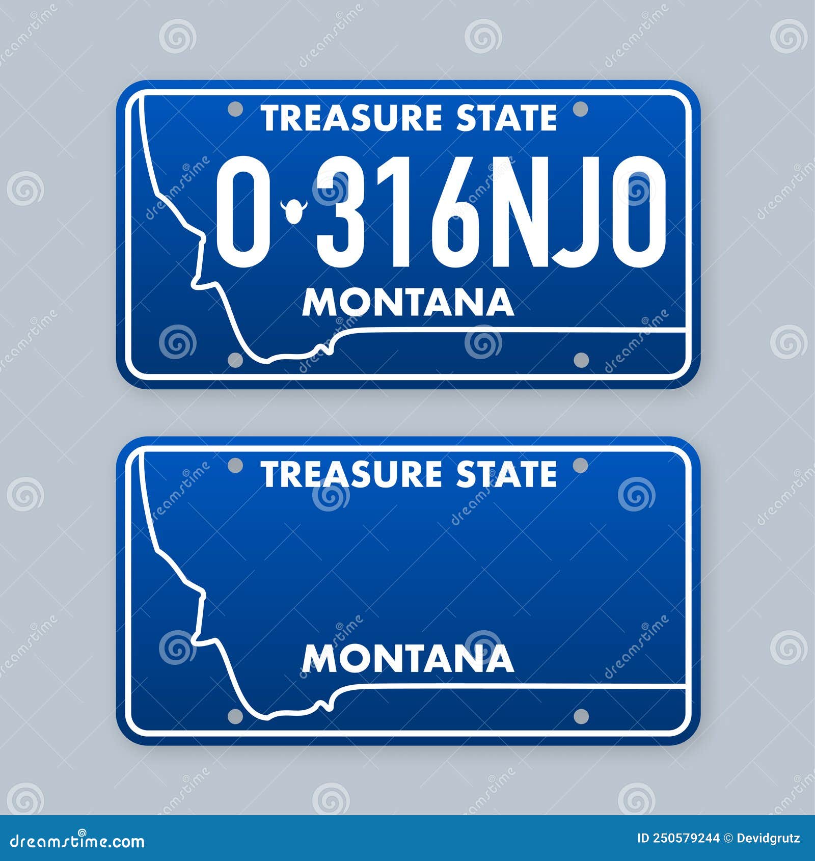 License Plate of Montana. Car Number Plate. Vector Stock Illustration