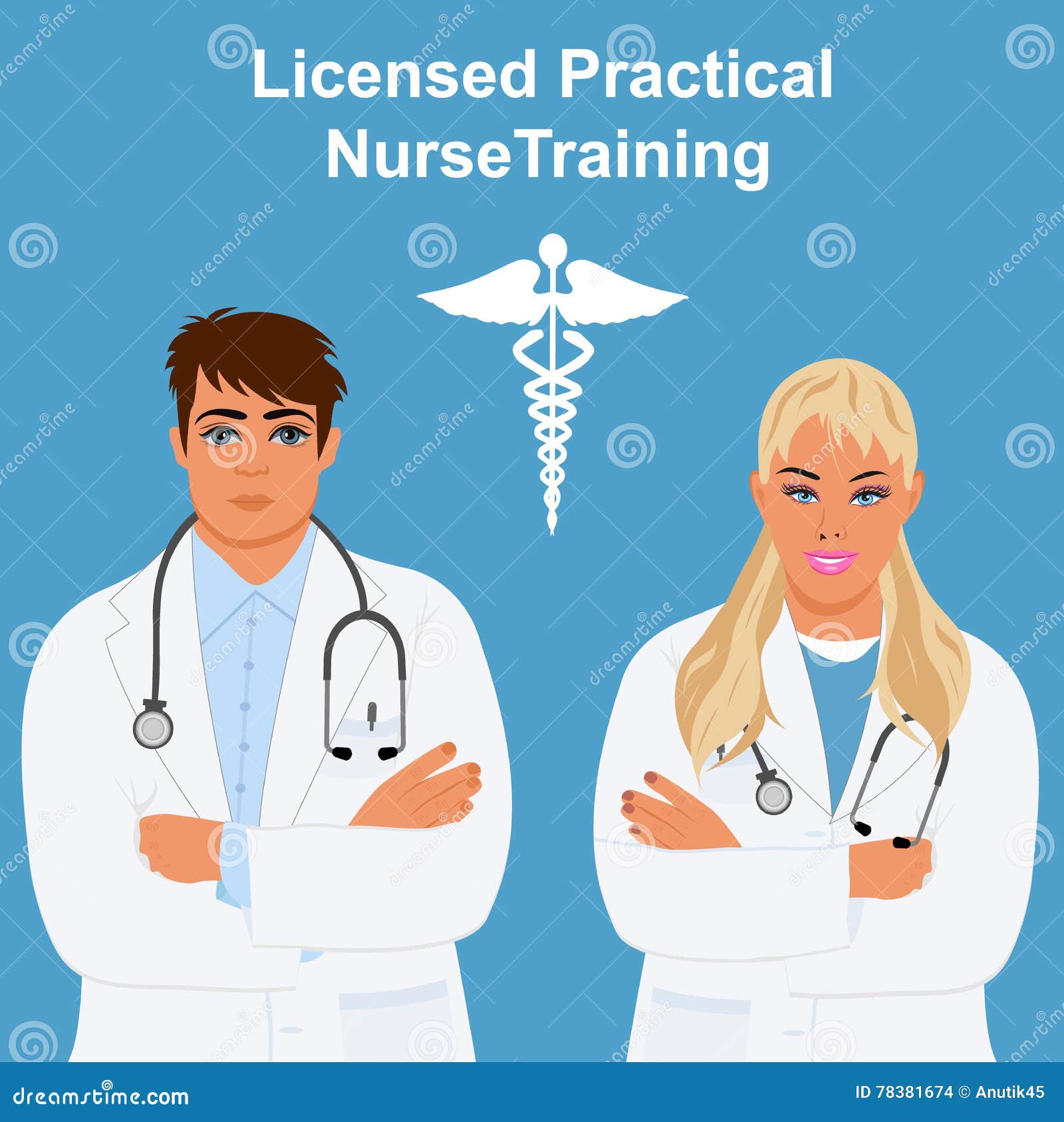 Licensed Practical Nurse Training Concept, Vector Illustration Stock