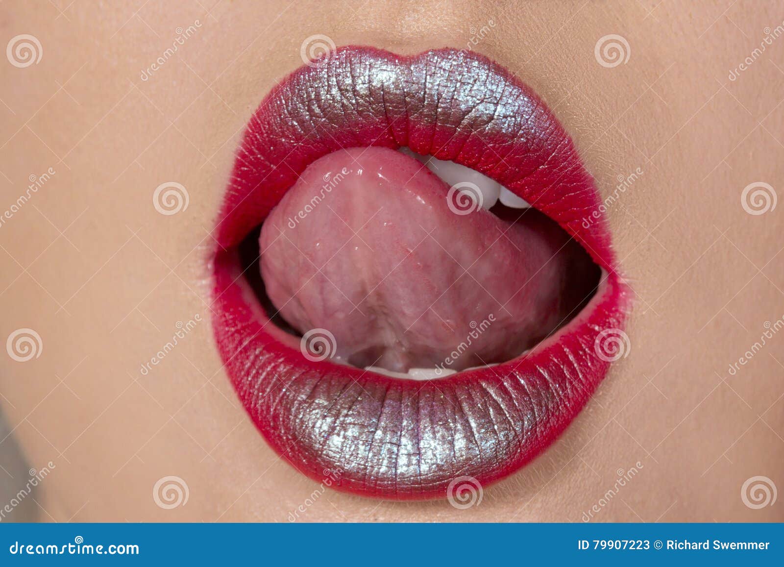 Licking Her Lips Stock Image Image Of Luxury Mouth 79907223 