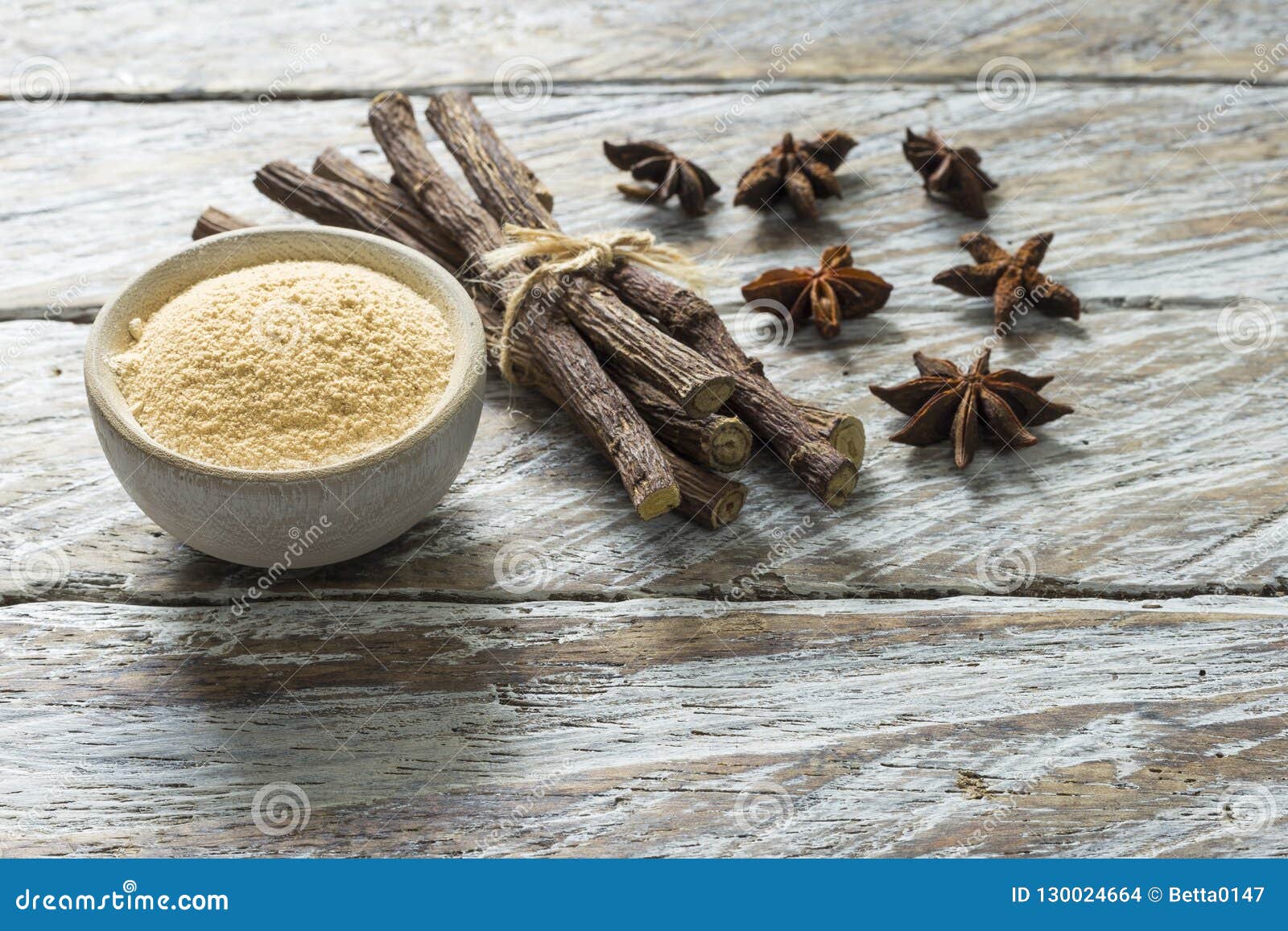 Licorice Root and Flour and Anise on the Table Stock Photo Image of