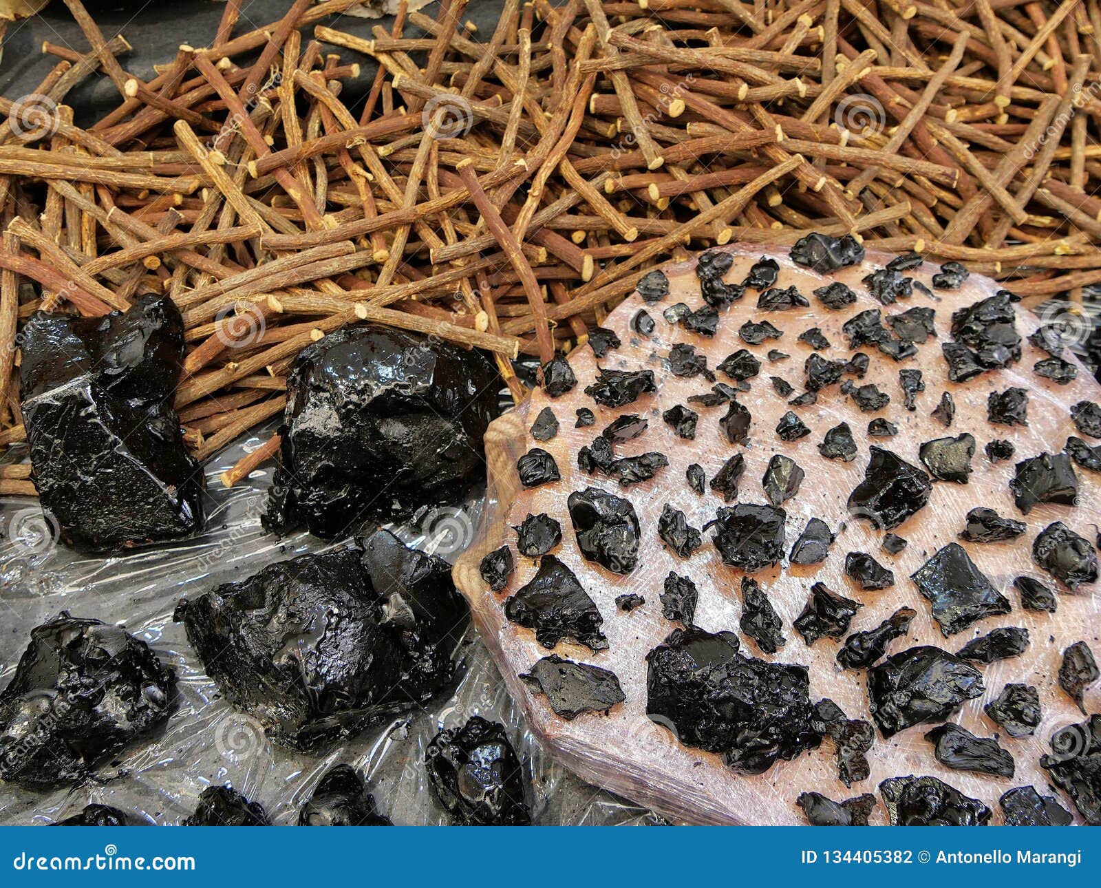 Licorice Root Sticks and Flacked Pure Paste Stock Photo Image of