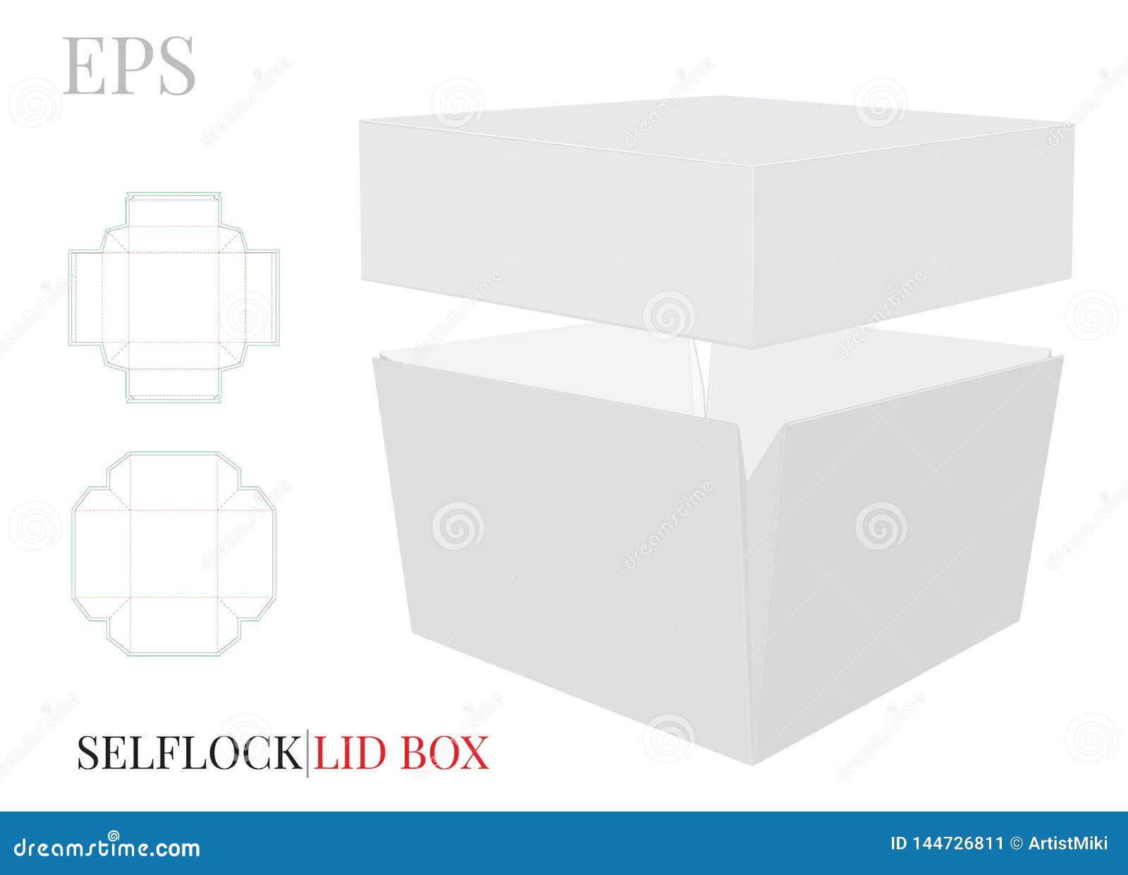 box with lid template.  with die cut / laser cut layers. white, clear, blank,  square box with lid mock up