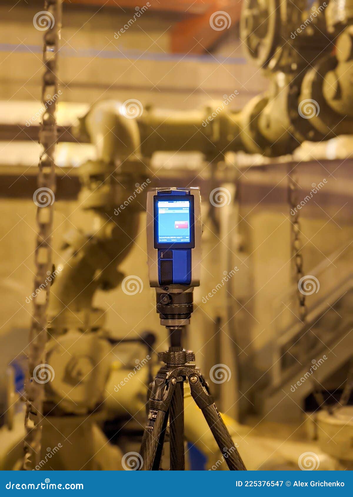 Lidar Laser Scanning Device at Job Site Creating Point Cloud Stock