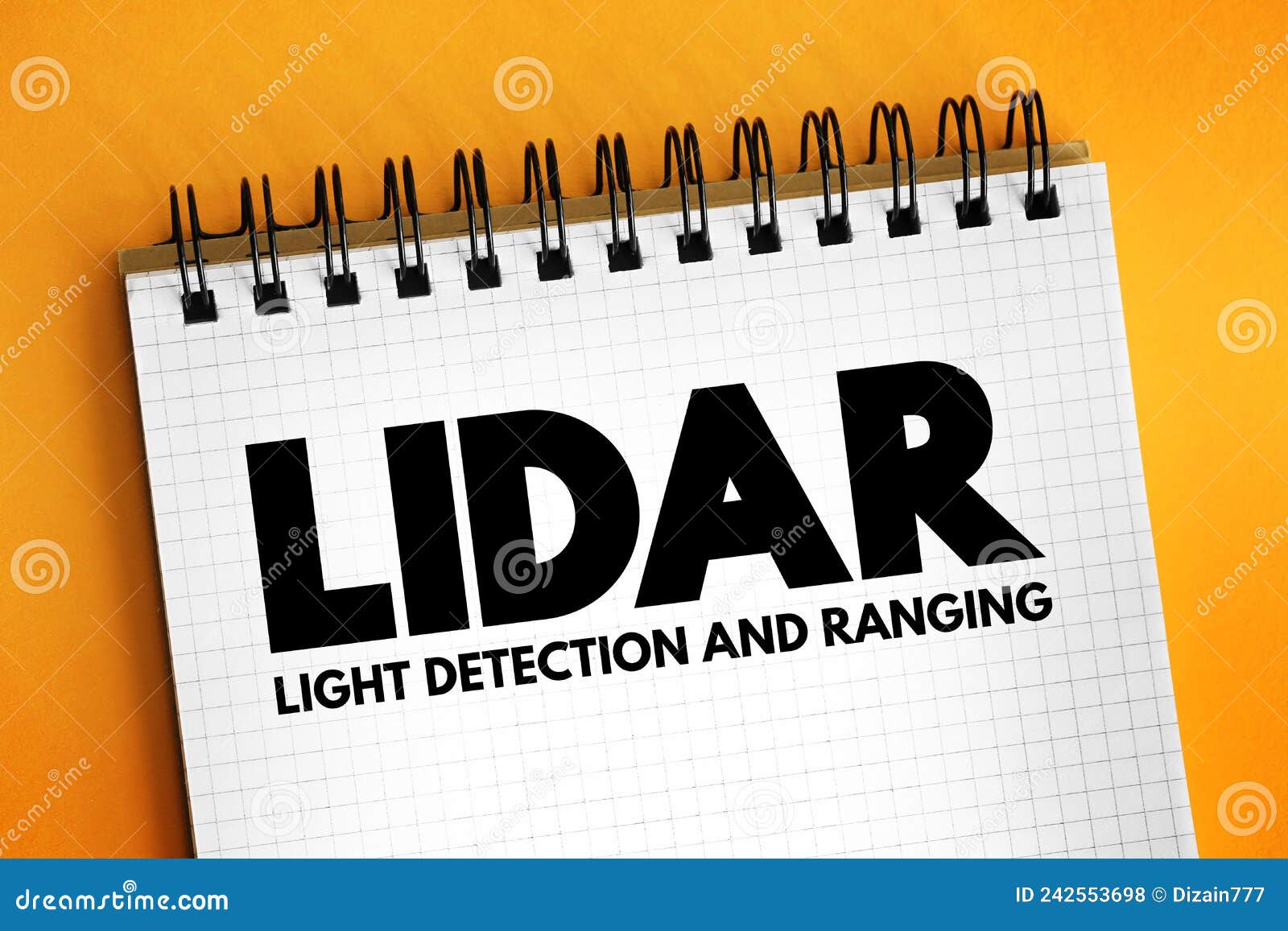 LiDAR Light Detection and Ranging Acronym Text on Notepad