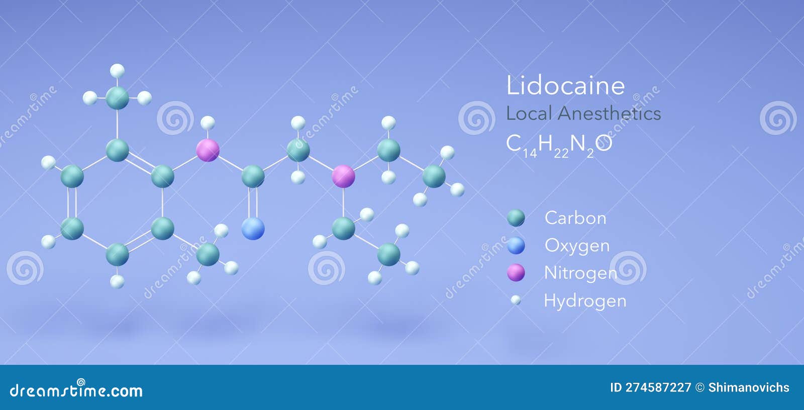 Lidocaine Molecule, Molecular Structures, Lignocaine, 3d Model