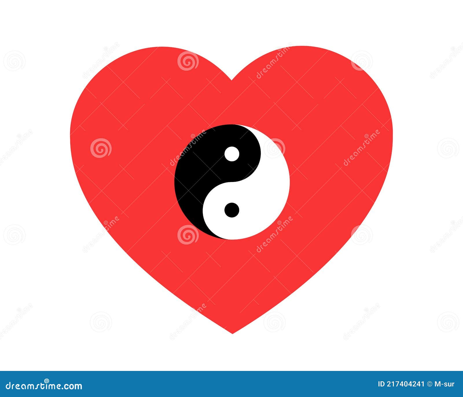 Liebe Herz Mit Symbol Für Ying Und Yang Vektor Abbildung Illustration
