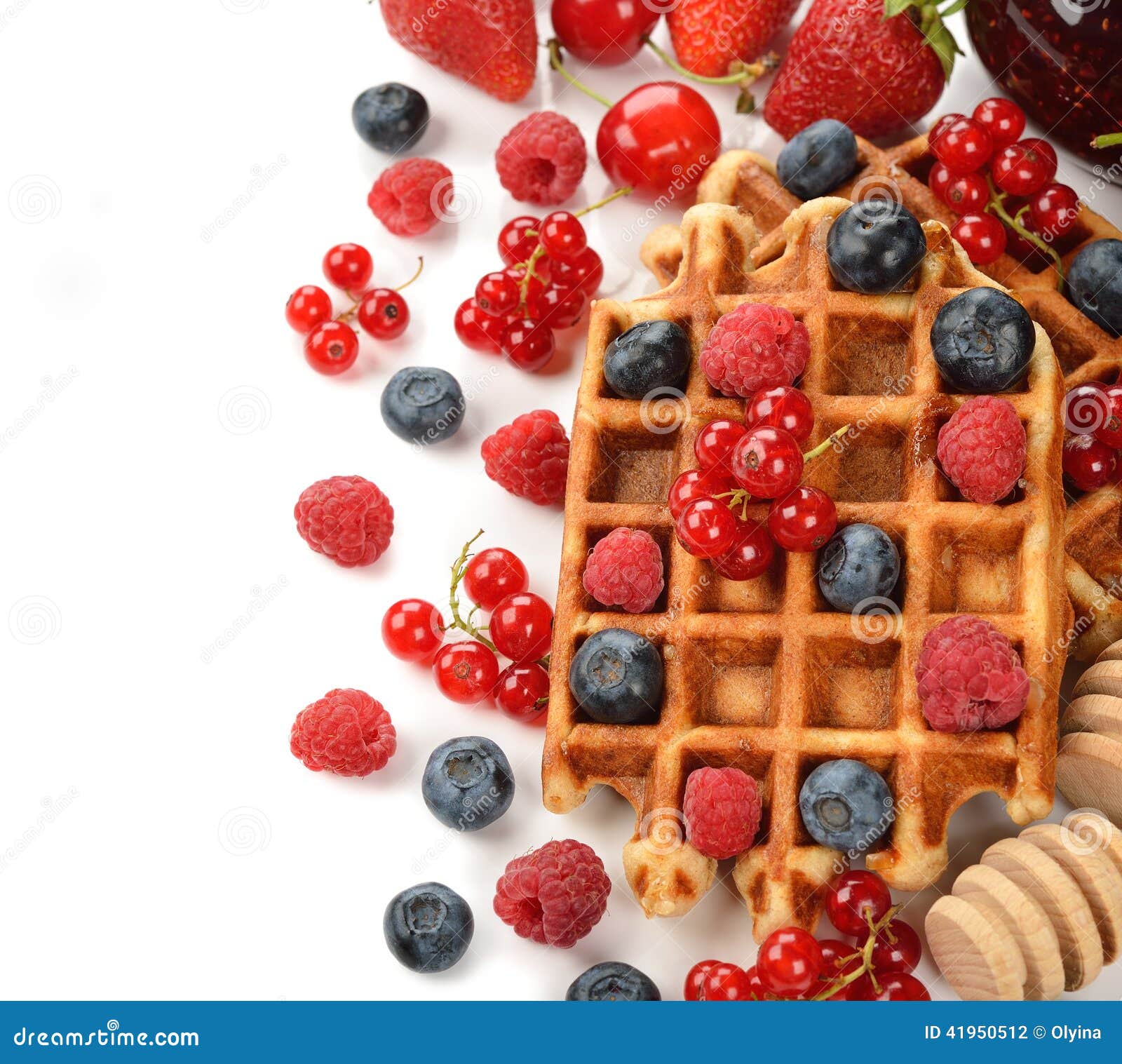 Liege waffles with berries stock photo. Image of sweet 41950512