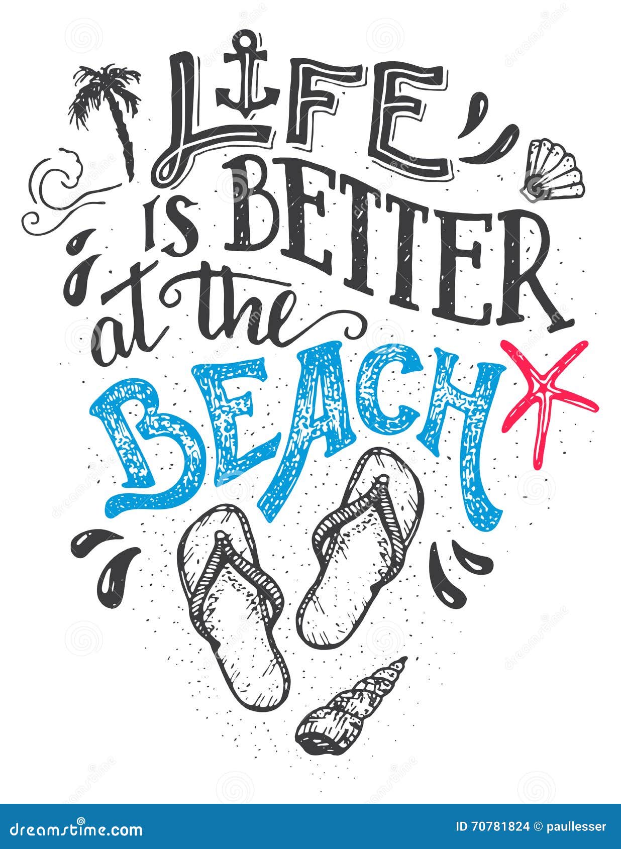 Download Life Is Better At The Beach Hand-lettering Card Stock ...