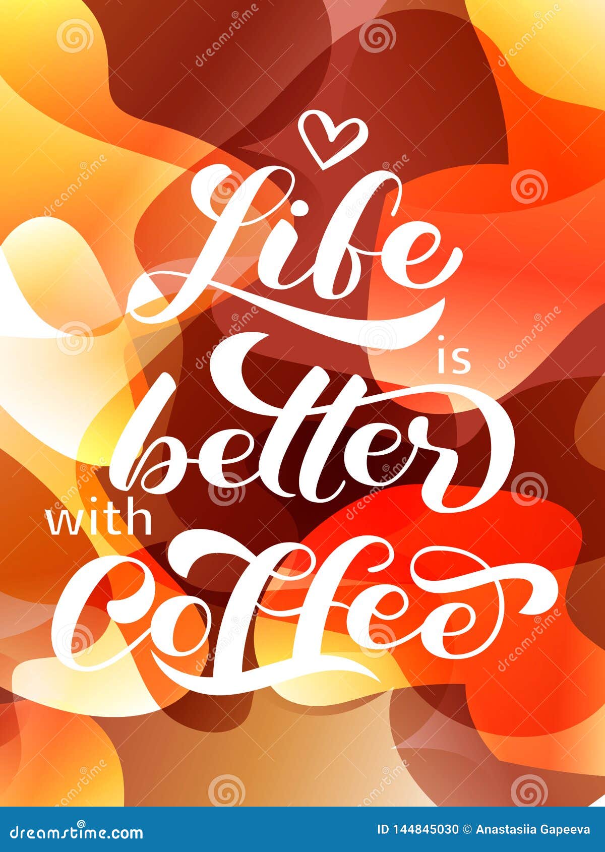 Download Life Is Better With Coffee Lettering. Watercolor Abstract Background For Banner Or Poster ...