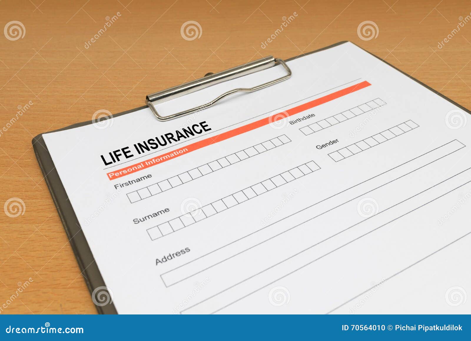 Life Insurance Application Form Stock Photo Image of