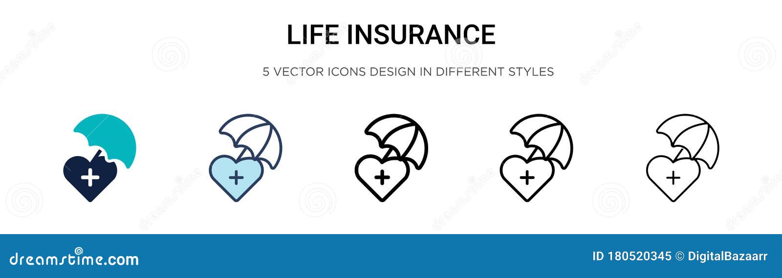 Life Insurance Icon In Filled Thin Line Outline And Stroke Style