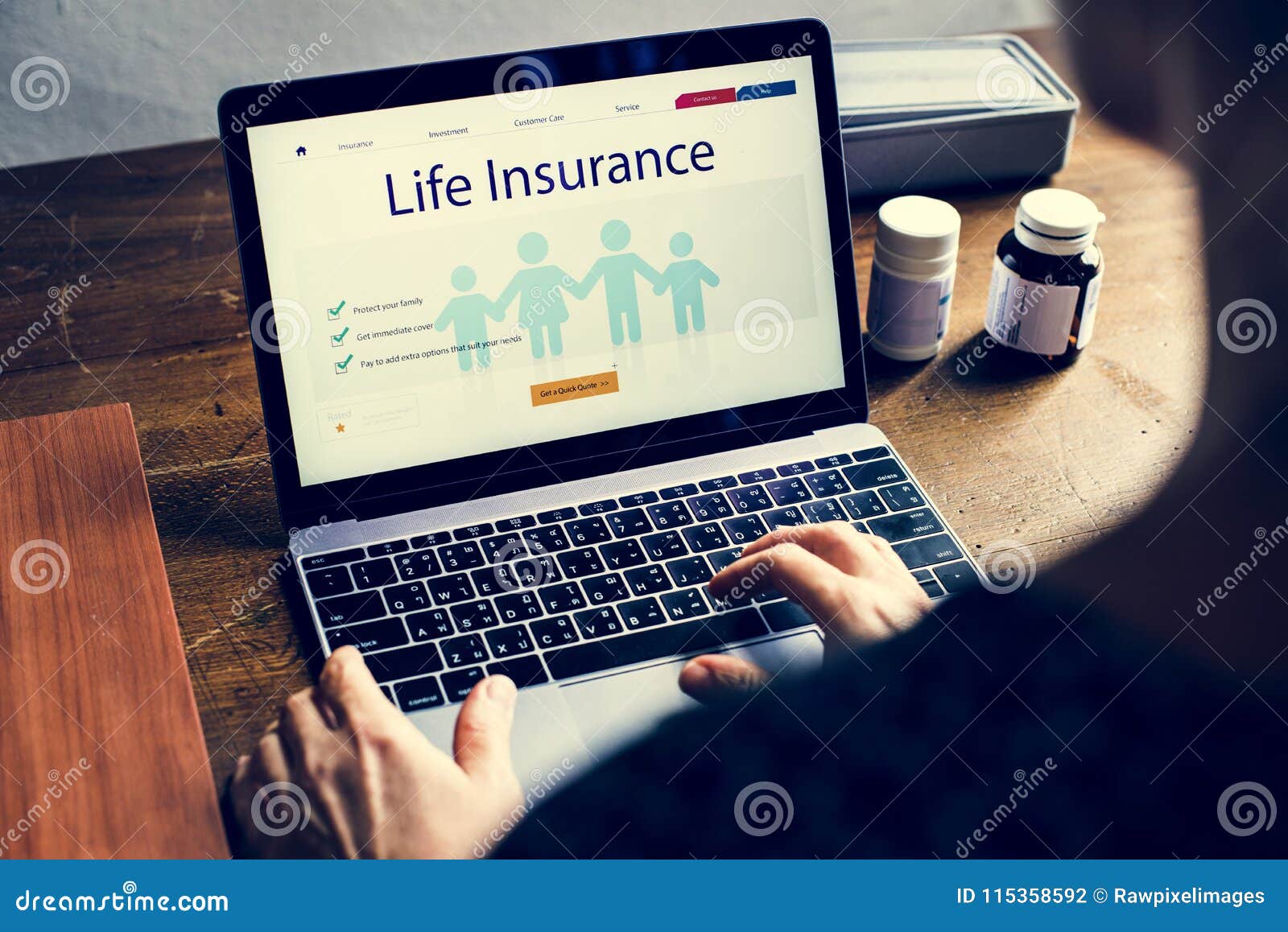Life Insurance Plan on Computer Laptop Screen Stock Photo Image of