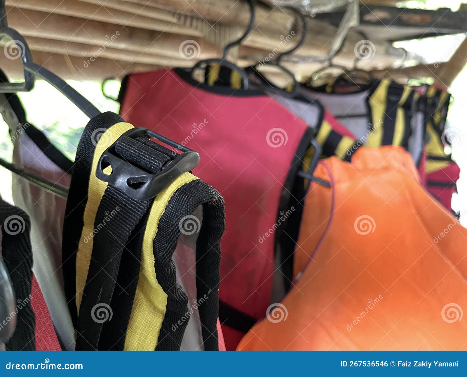 Life Jacket Used for Rafting Equipment on the River. Stock Photo