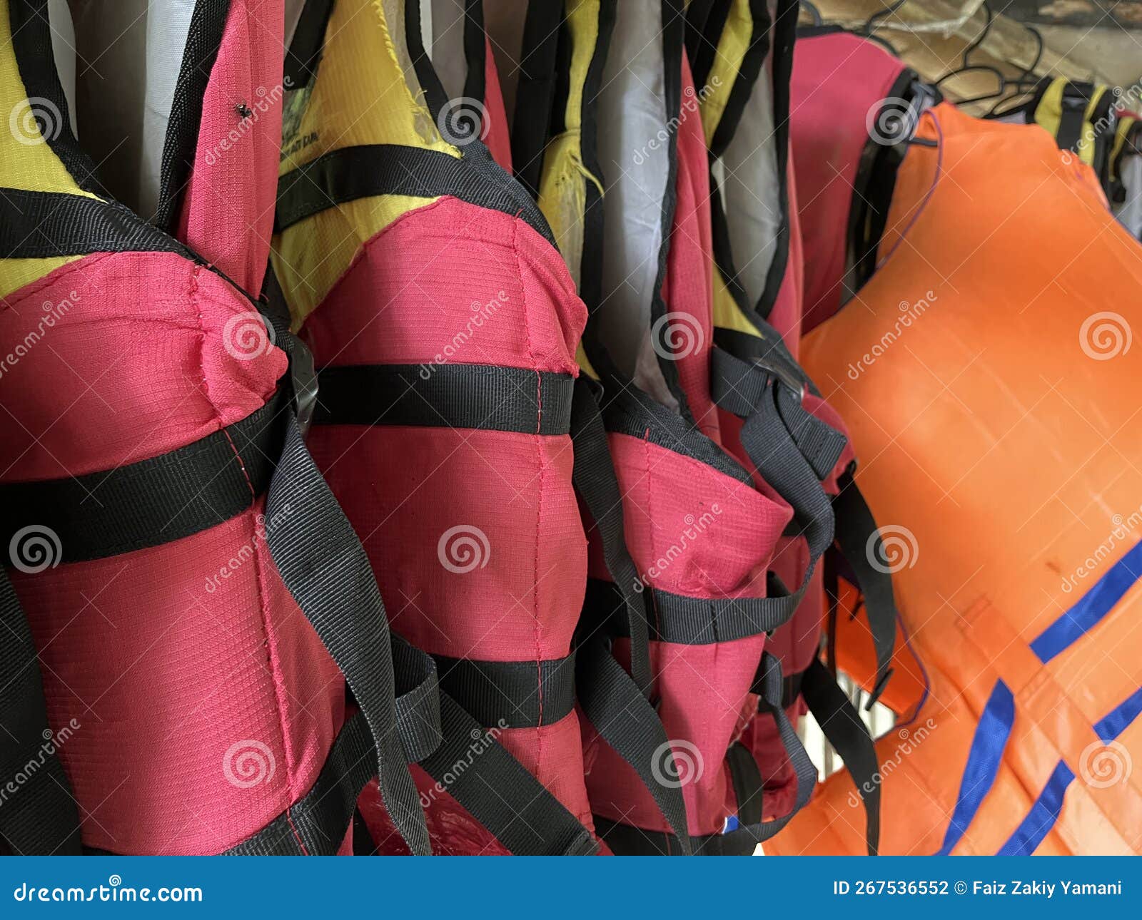 Life Jacket Used for Rafting Equipment on the River. Stock Photo