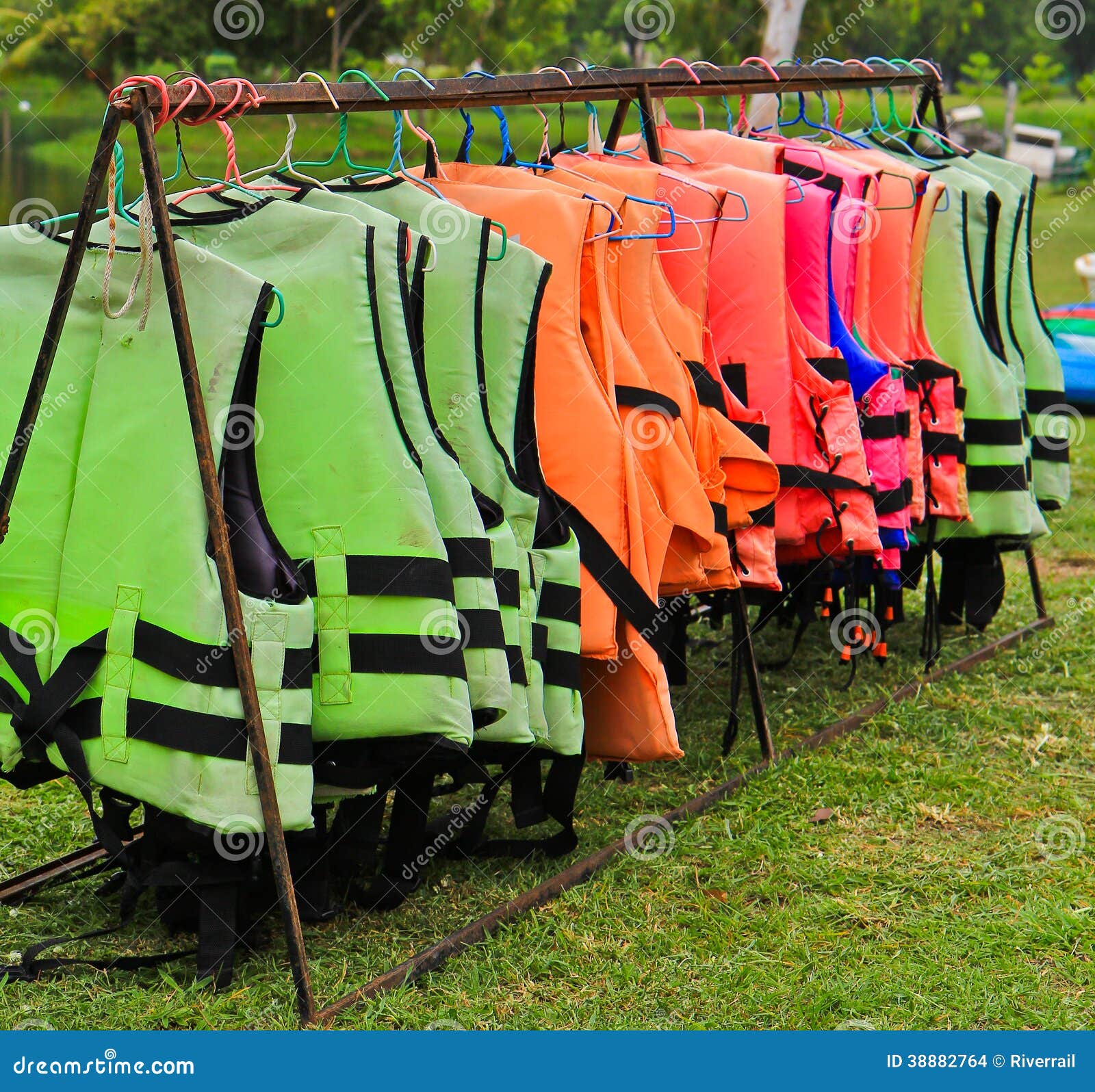 Life jackets stock photo. Image of colorful, rescue, clothing 38882764