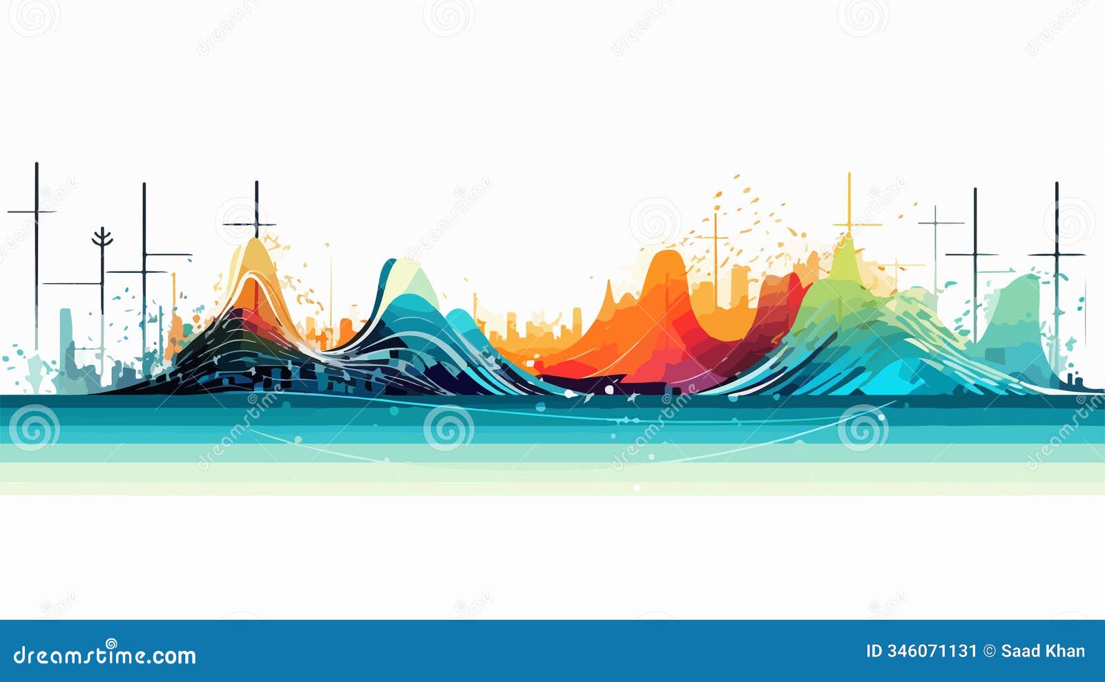 life line and sound wave  drawing cartoon