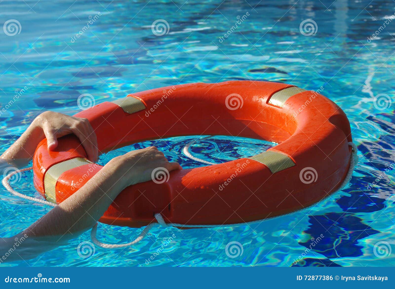 Life Ring on blue water. stock photo. Image of help, preserve - 72877386