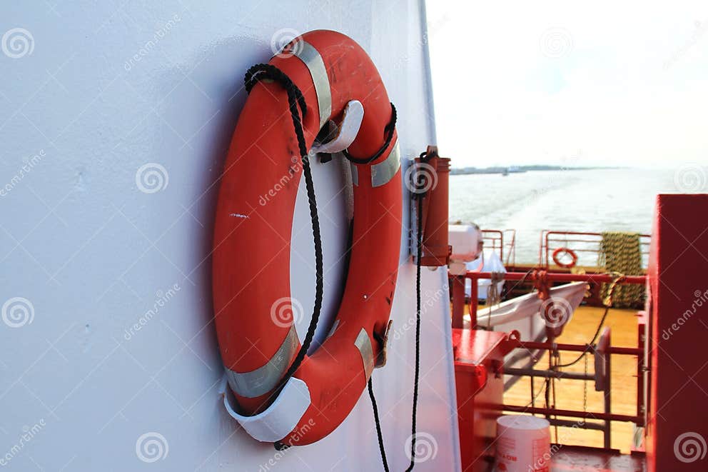 Life Ring on a Boat stock image. Image of water, river 129009509