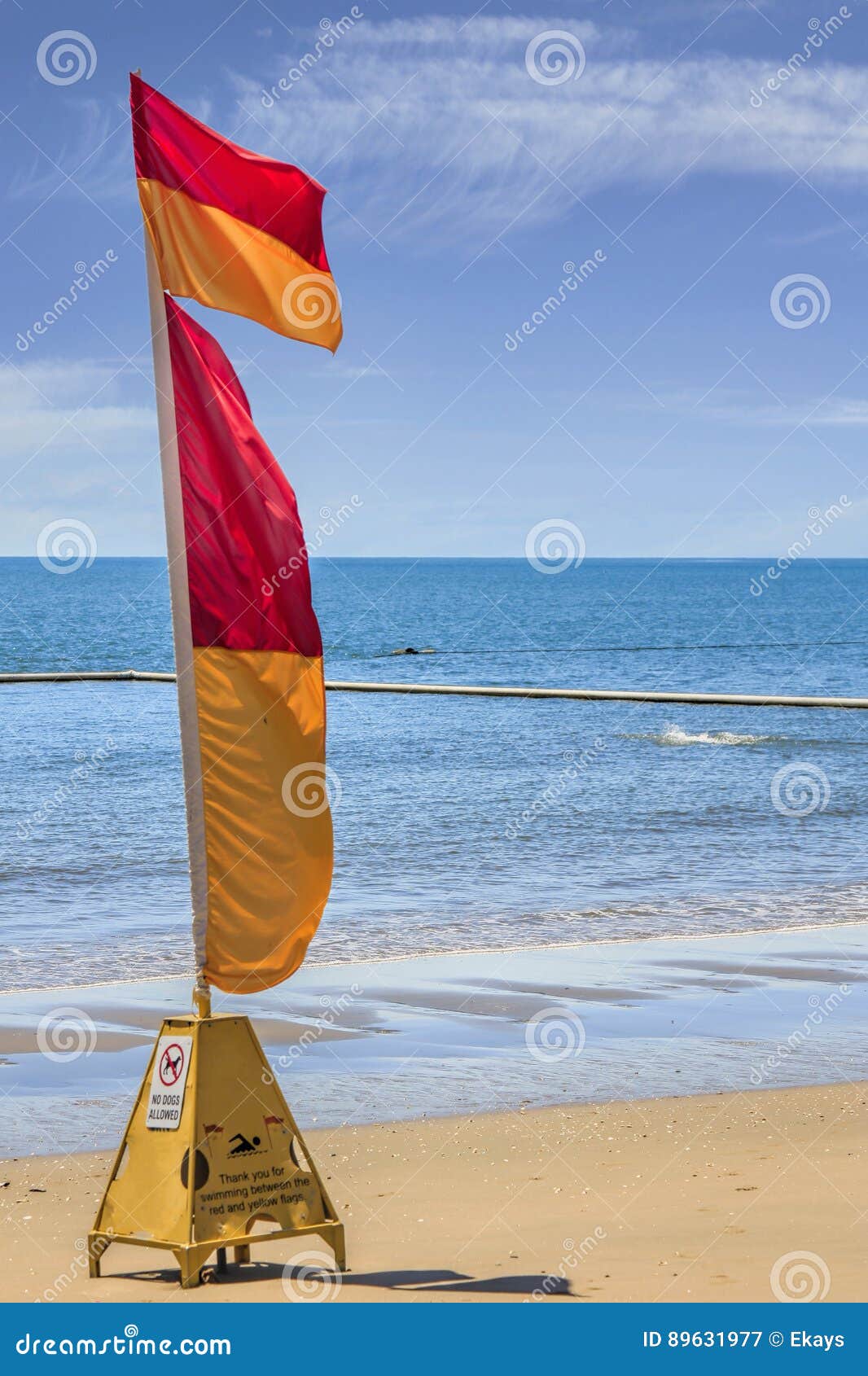 Life Saving Flag on the Beach Stock Image Image of lifesaving, safe