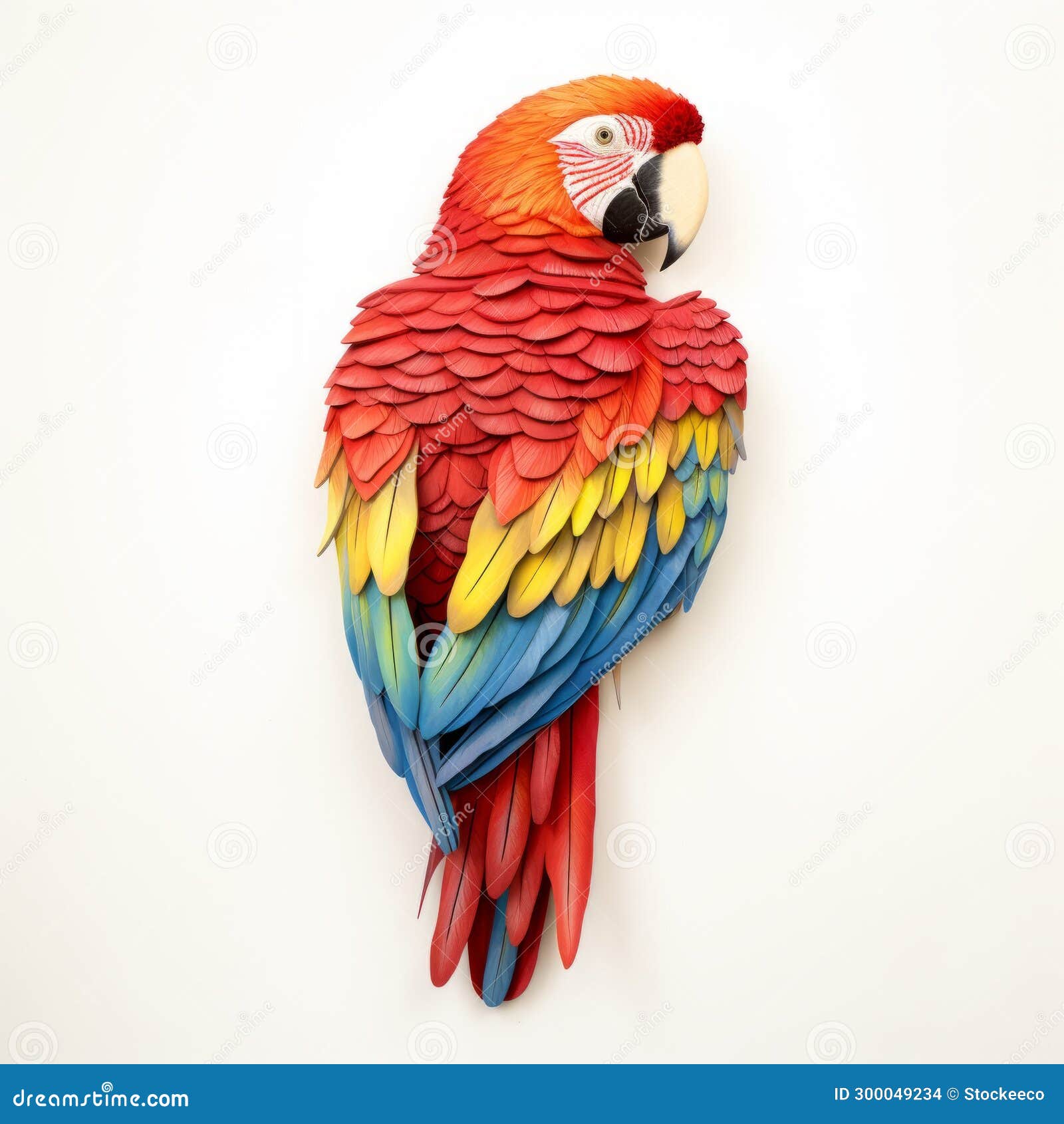 vibrant paper cut parrot sculpture: a hyperrealistic art masterpiece