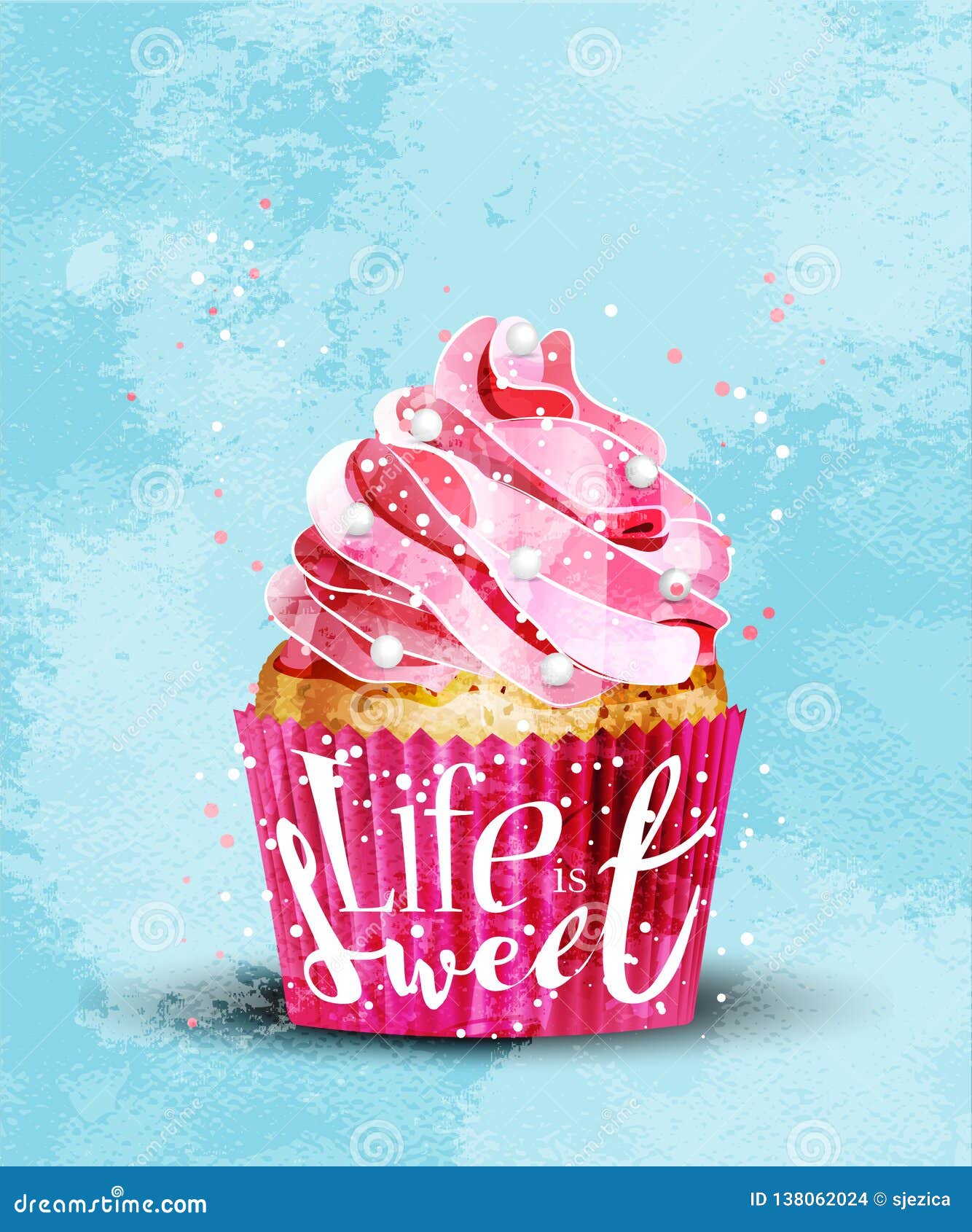 Download Life Is Sweet Quote On Pink Cupcake. Vector Stock Vector ...