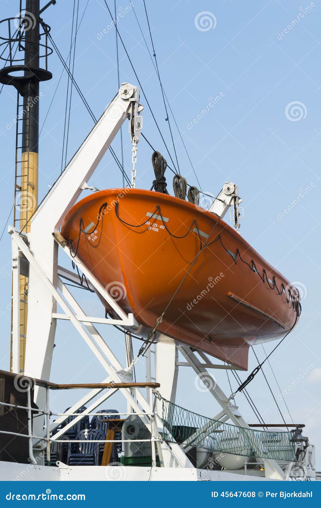 Lifeboat hanging in Davit editorial stock photo. Image of davit 45647608