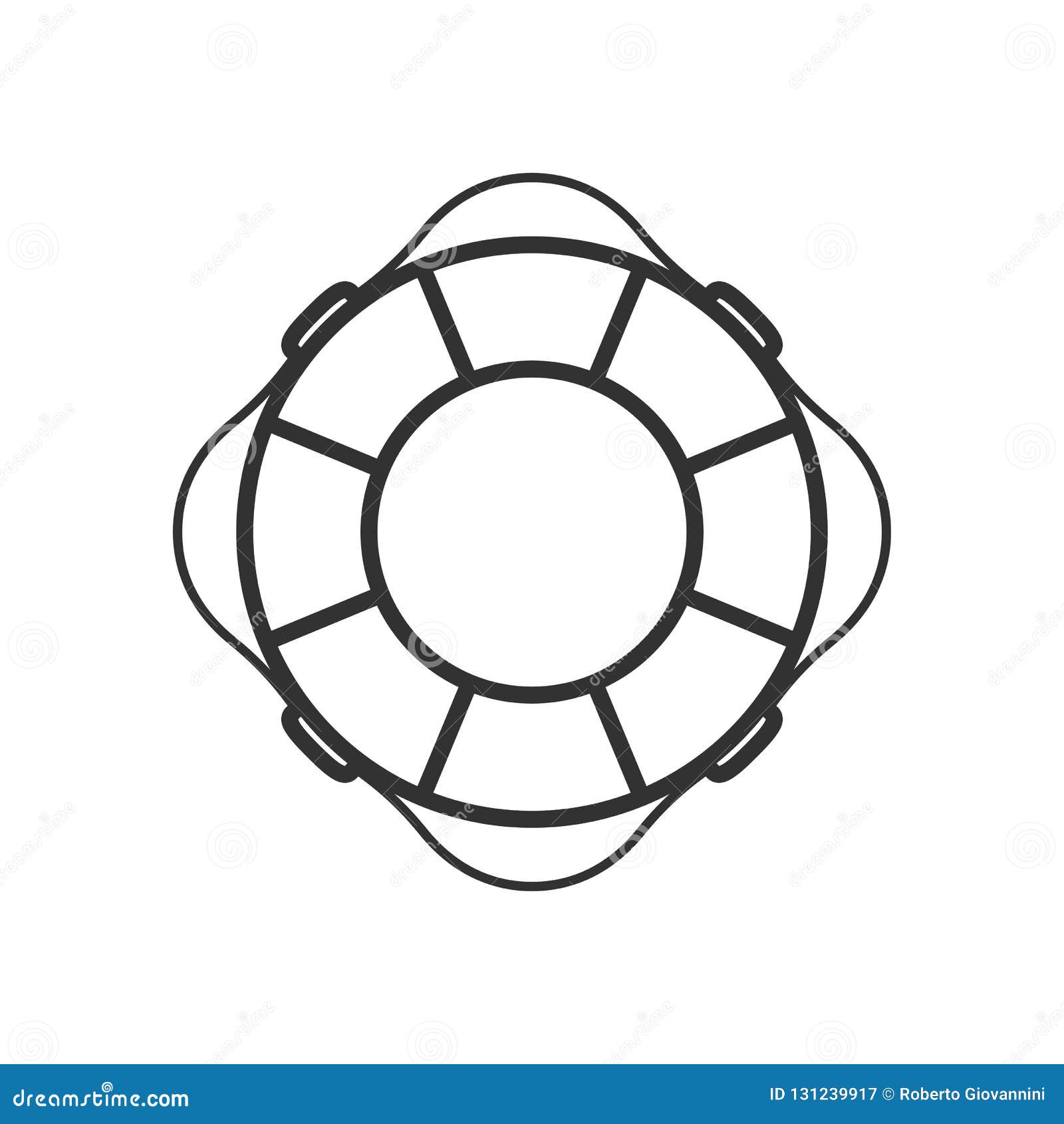 Lifebuoy Outline Flat Icon on White Stock Vector - Illustration of ...