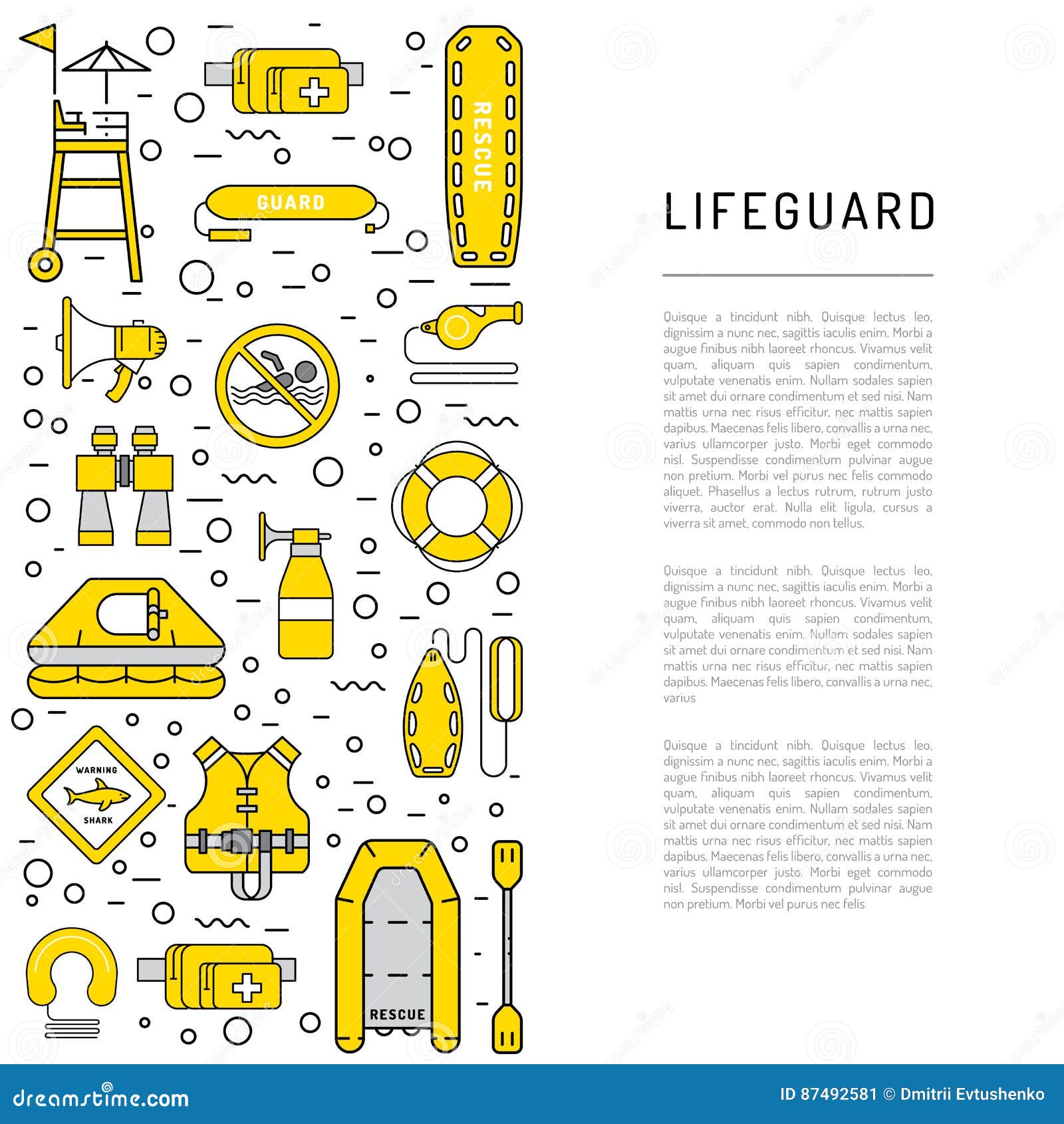 Lifeguard equipment icon stock vector. Illustration of raft - 87492581