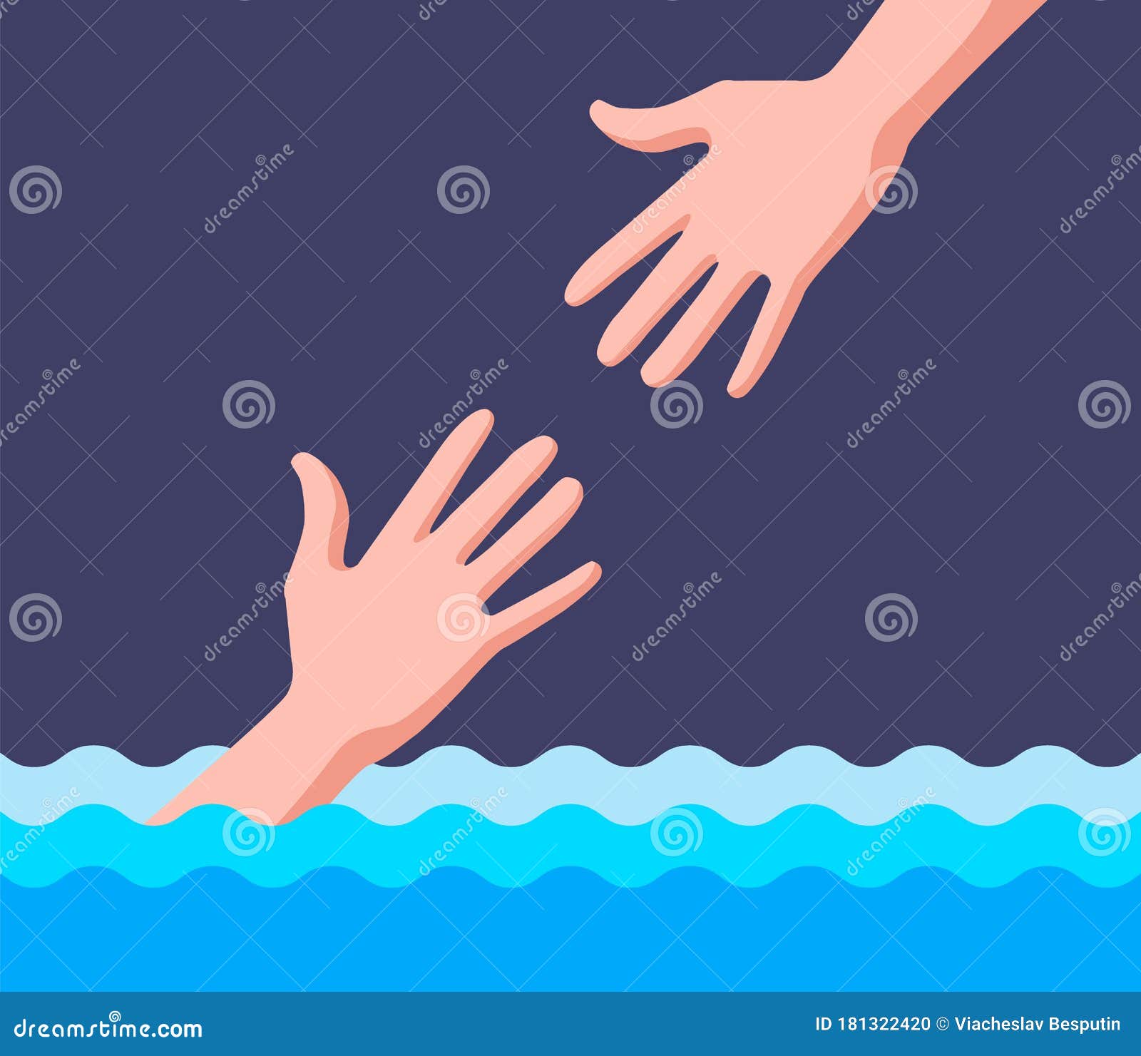 Lifeguard Helps a Drowning Man in Water. Stock Vector - Illustration of ...