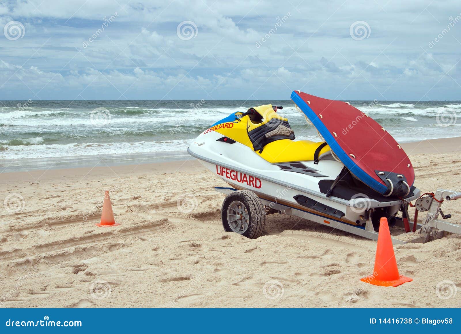 lifeguard jetboat on ocean beach
