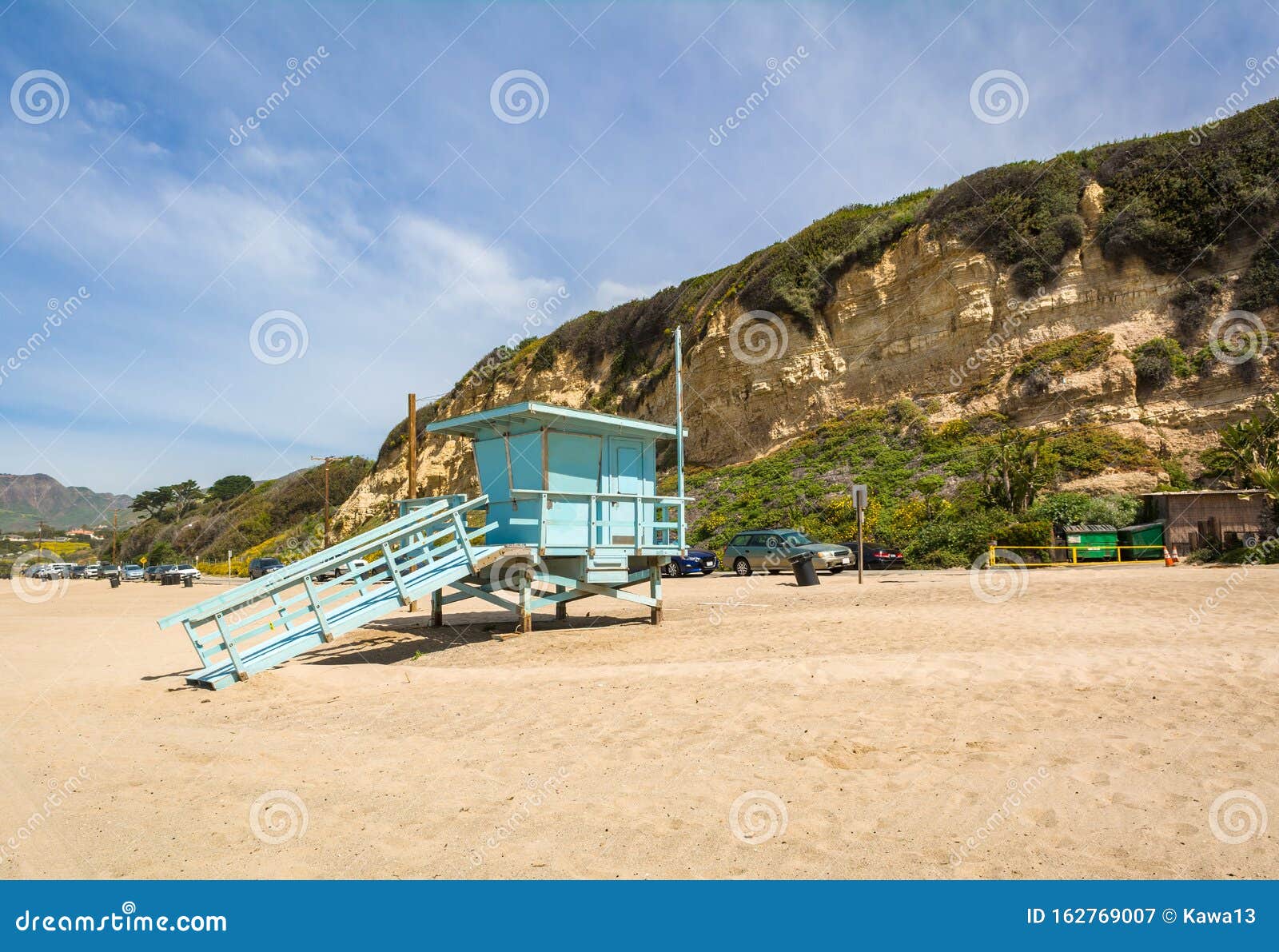 ZUMA BEACH, CALIFORNIA, USA - Lifeguard watching swimmers on Zuma