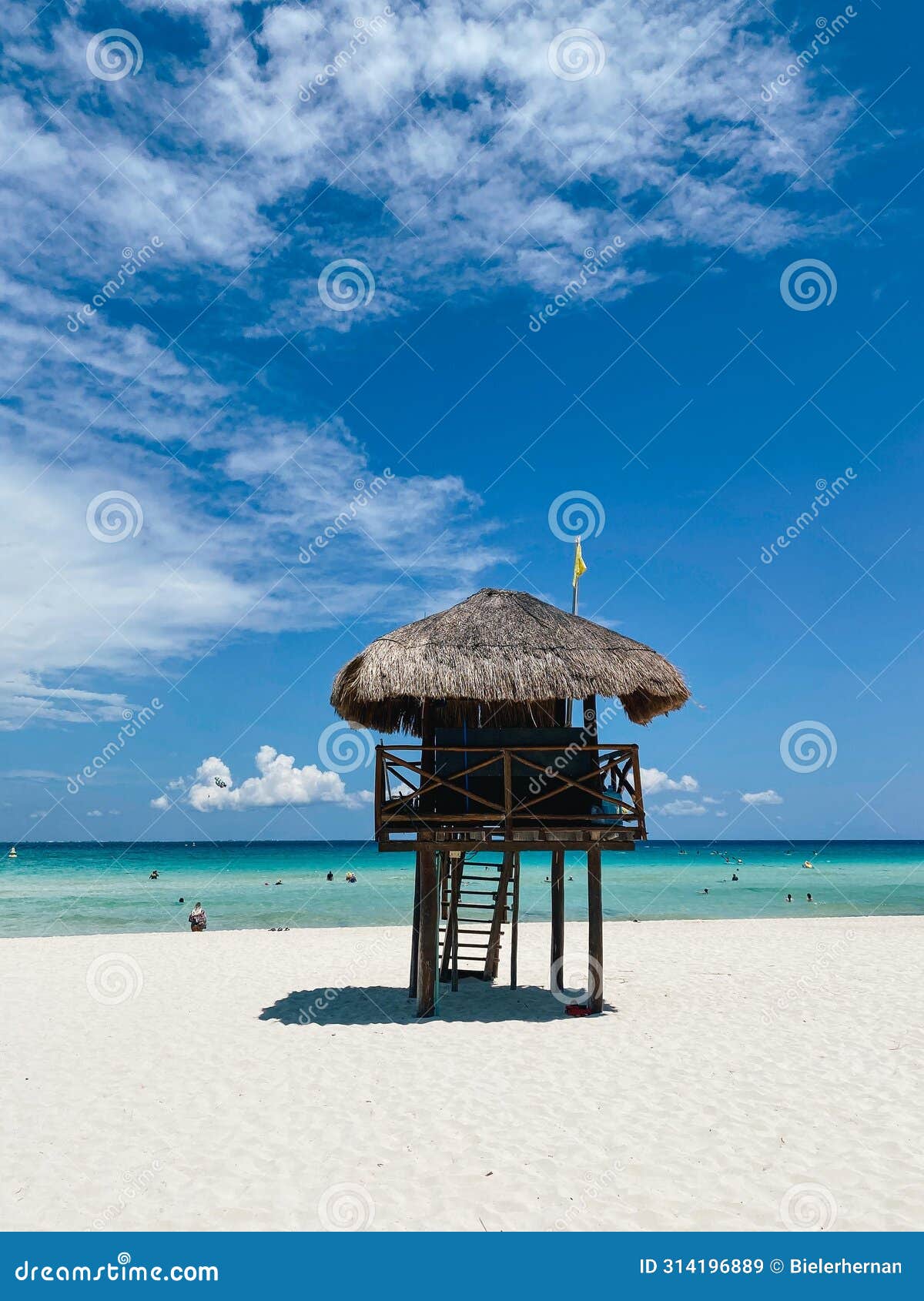 lifeguard watchtower, playacar beach, quintana roo, sunny day, mexico