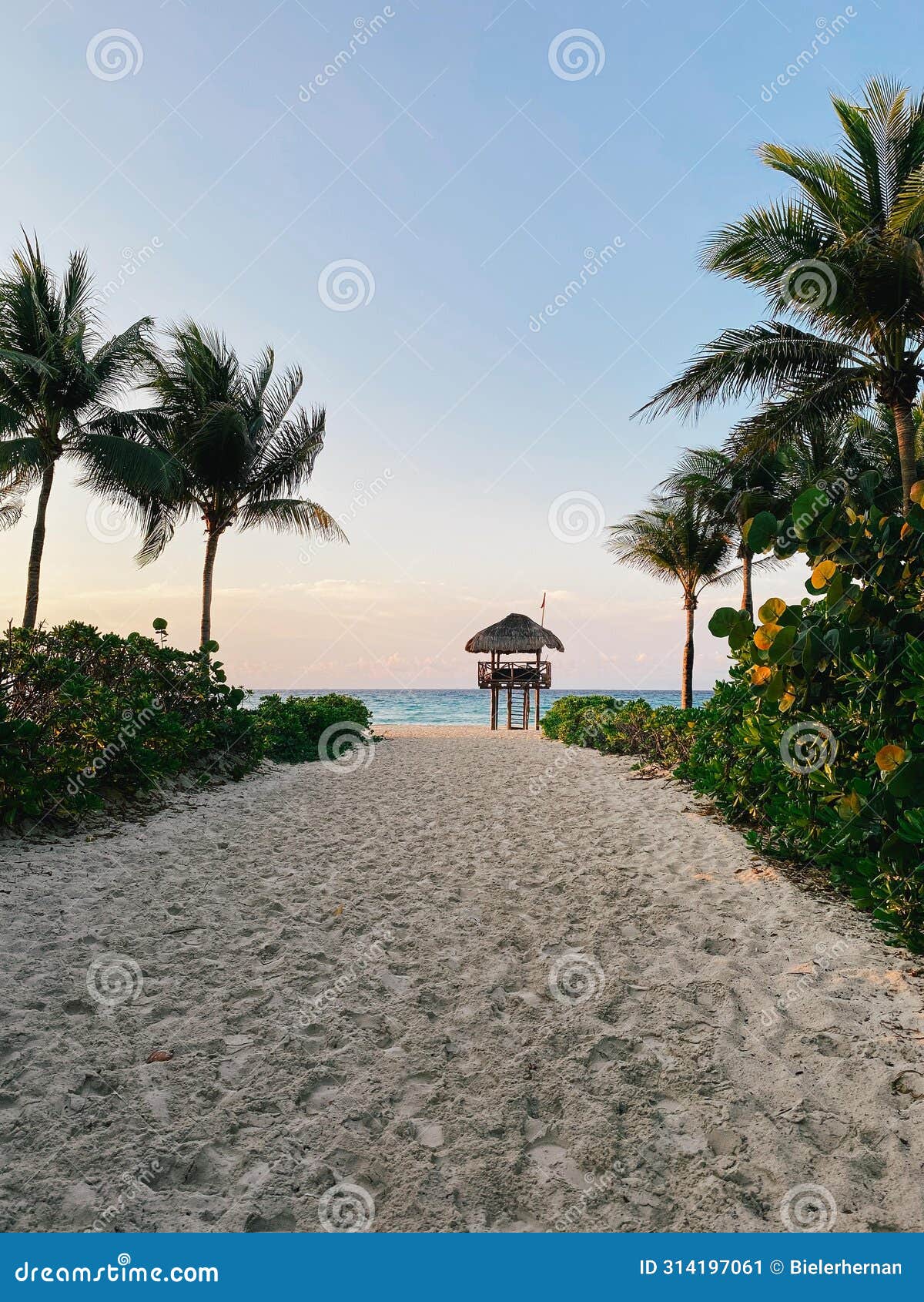 lifeguard watchtower, playacar beach, quintana roo, sunny day, mexico