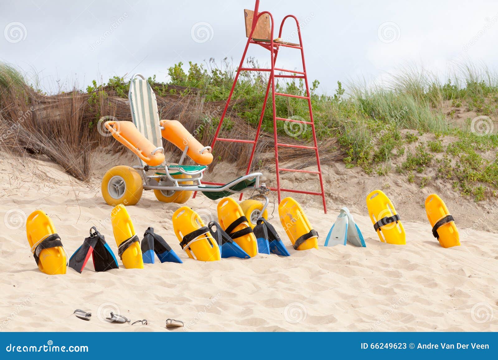 Lifesaver Chair and Equipment on the Beach Stock Image - Image of ...