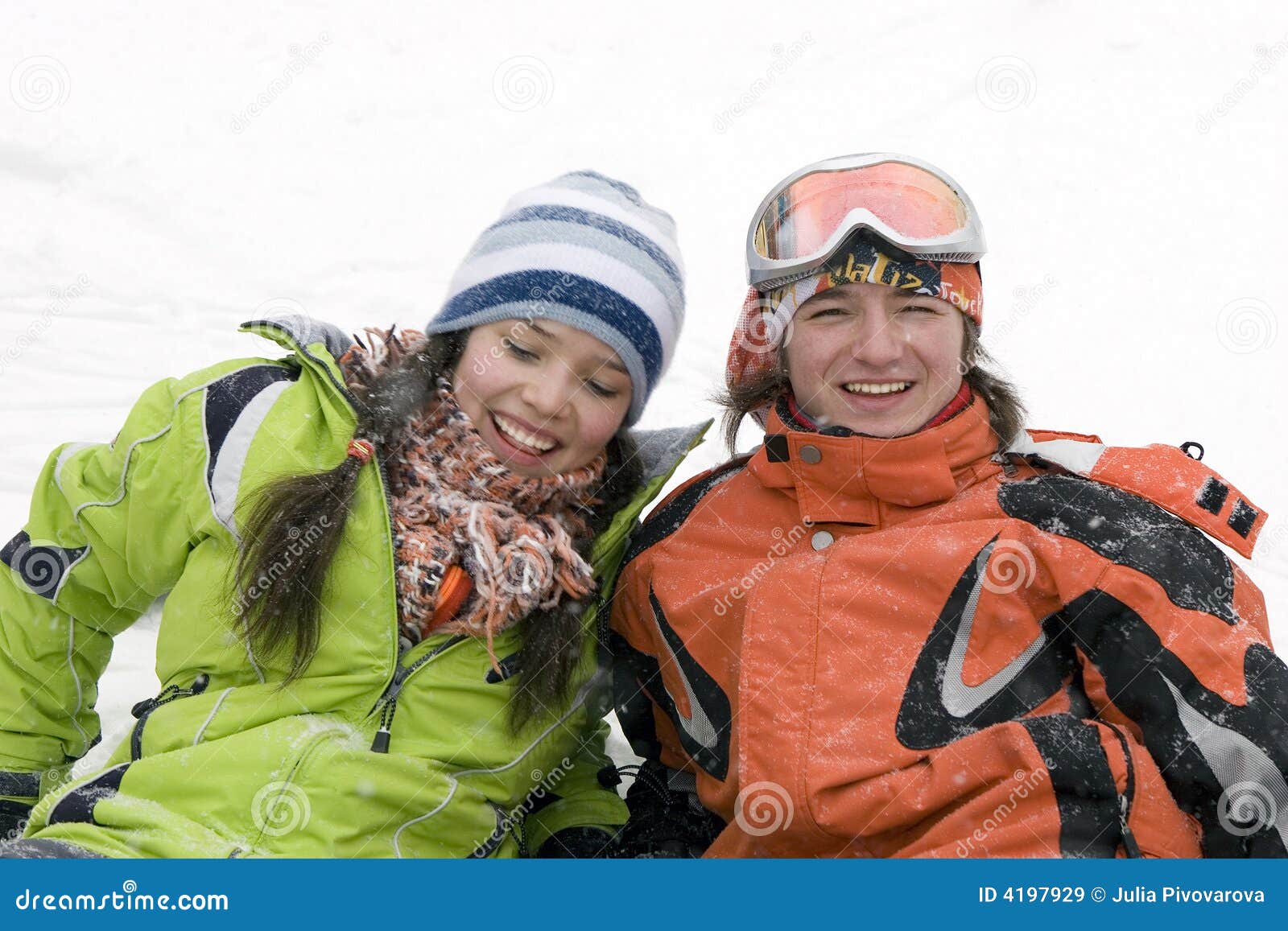 Lifestyle Image of Two Young a Snowboarders Stock Image Image of