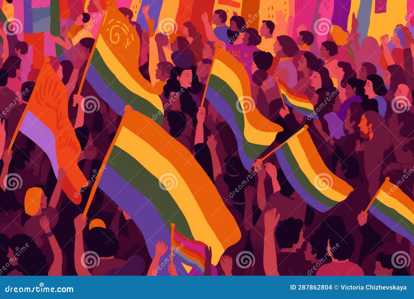 Homosexual Freedom Community Pride Group Rainbow Concept Parade Celebration Flag Generative Ai