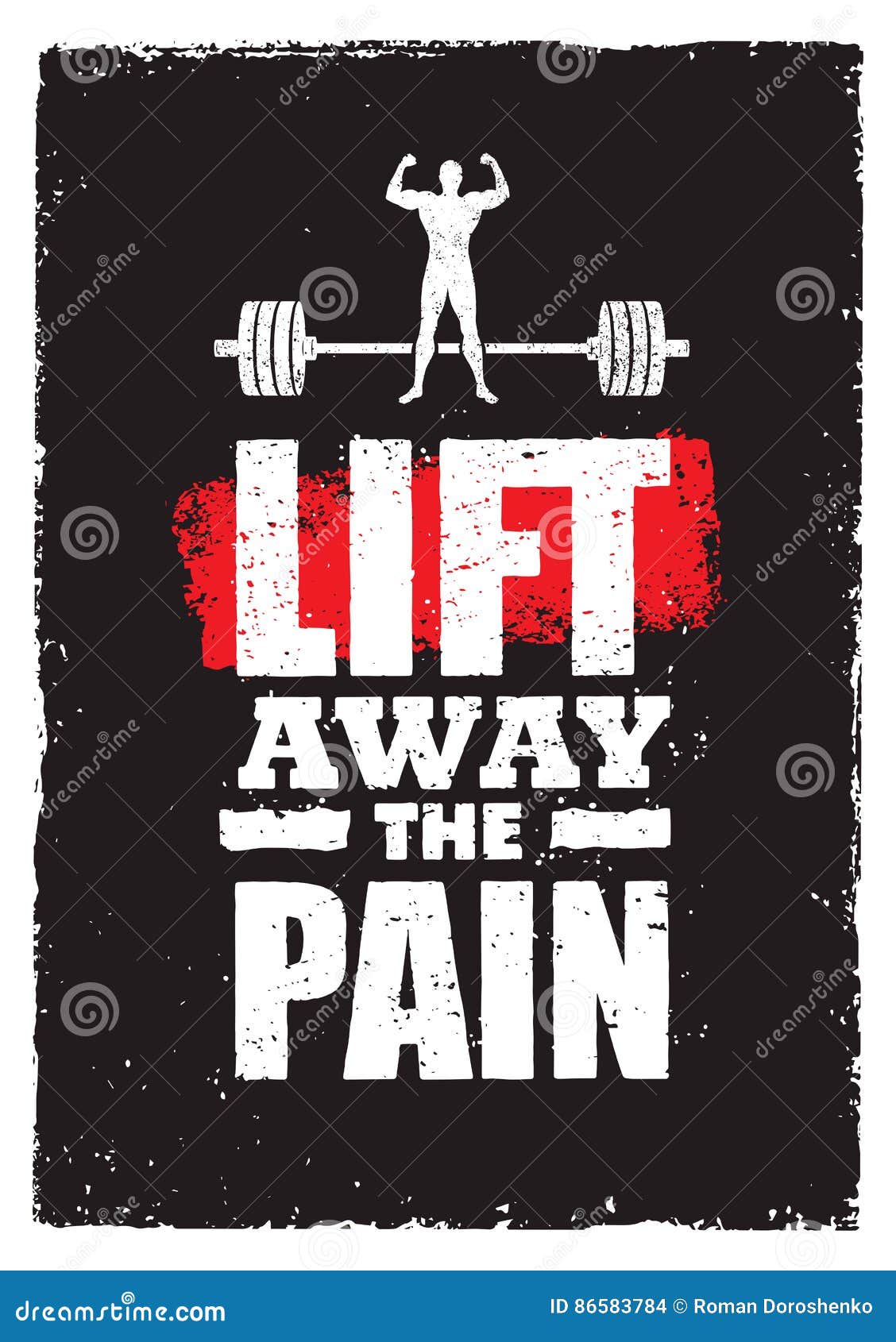 Lift Away the Pain. Sport Gym Typography Workout Motivation Quote ...