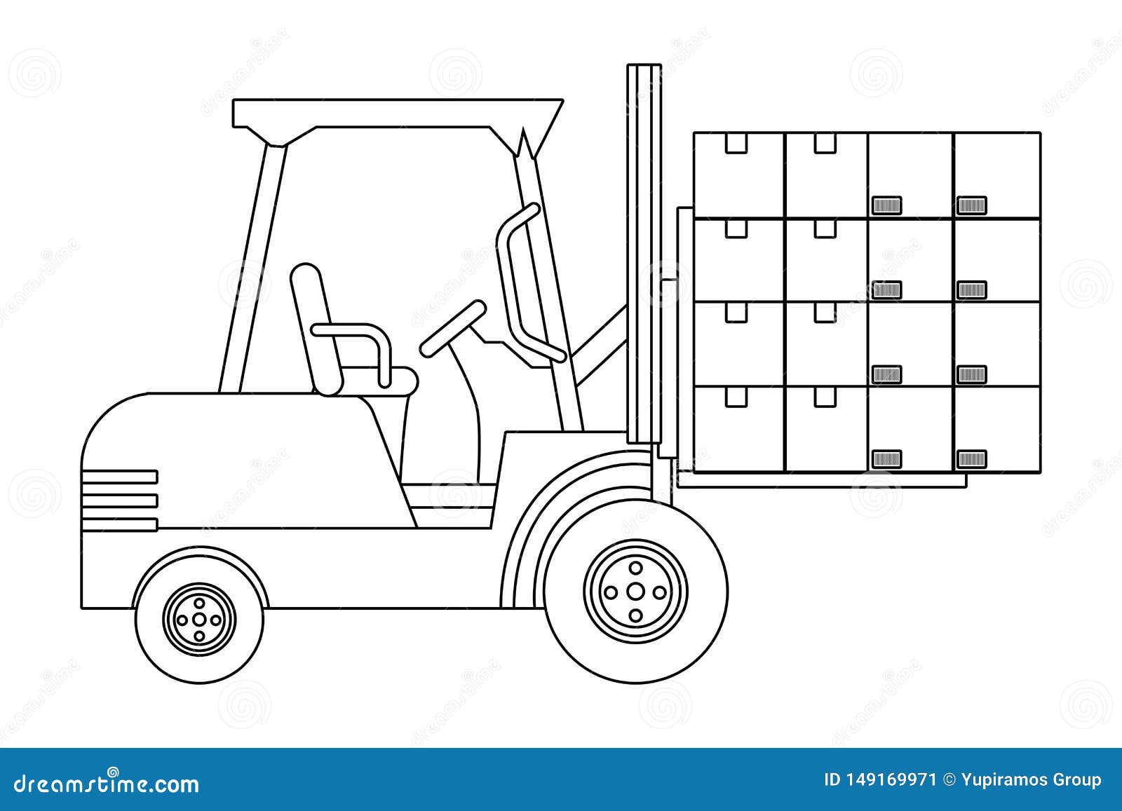 Погрузчик с коробкой рисунок