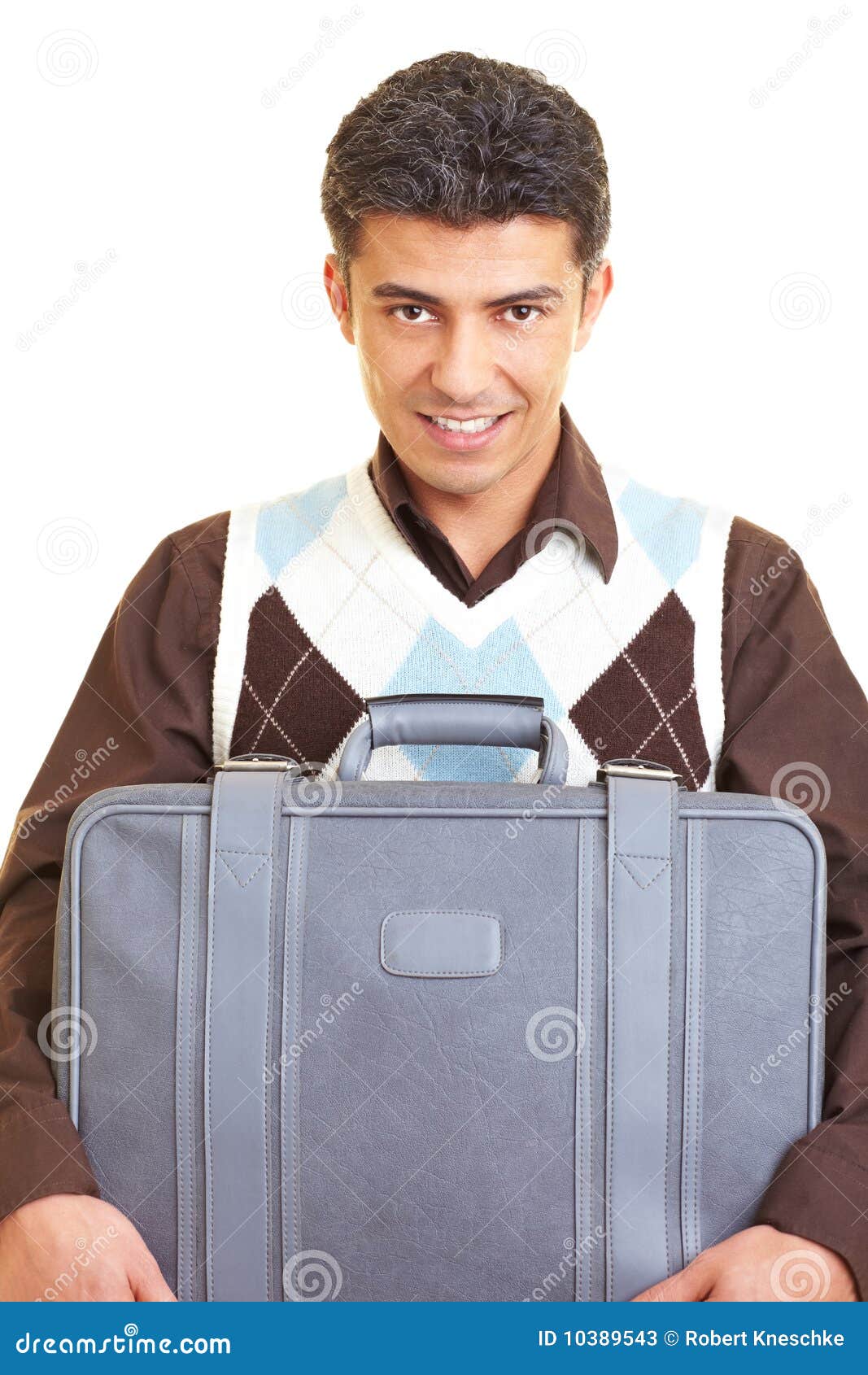 Liftboy with suitcase stock image. Image of happy, frontal 10389543