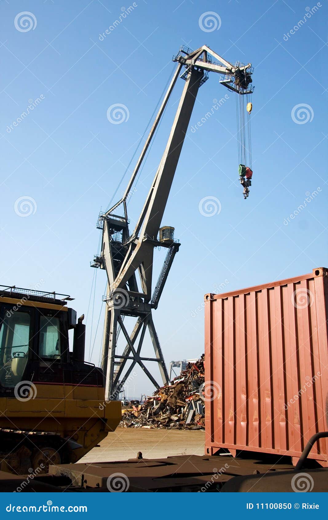 Lifting gear stock photo. Image of hydraulics, blue, mangled 11100850