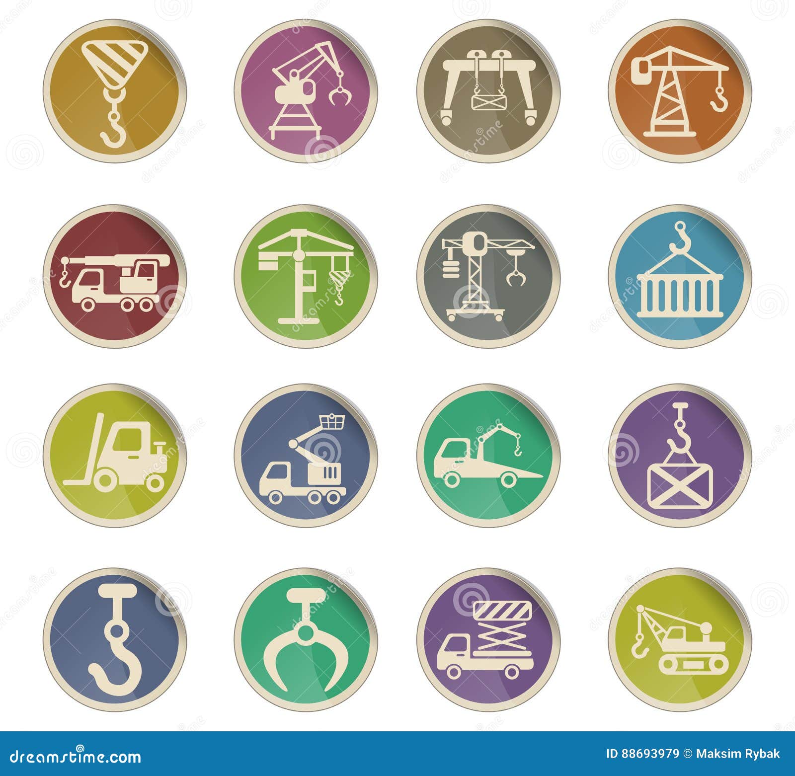 lifting machines icon set